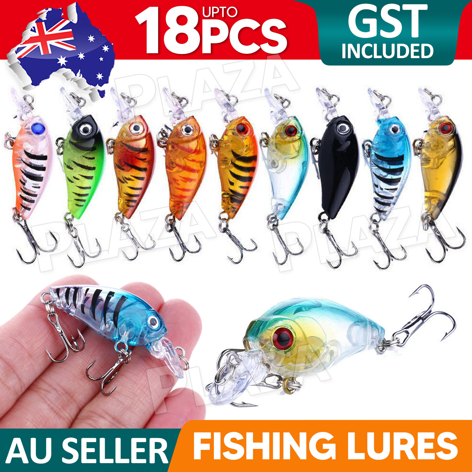 9PCS Crankbait Fishing Lures 4.5cm 4g Multicoloured Deep Diving 3D Fish Eyes