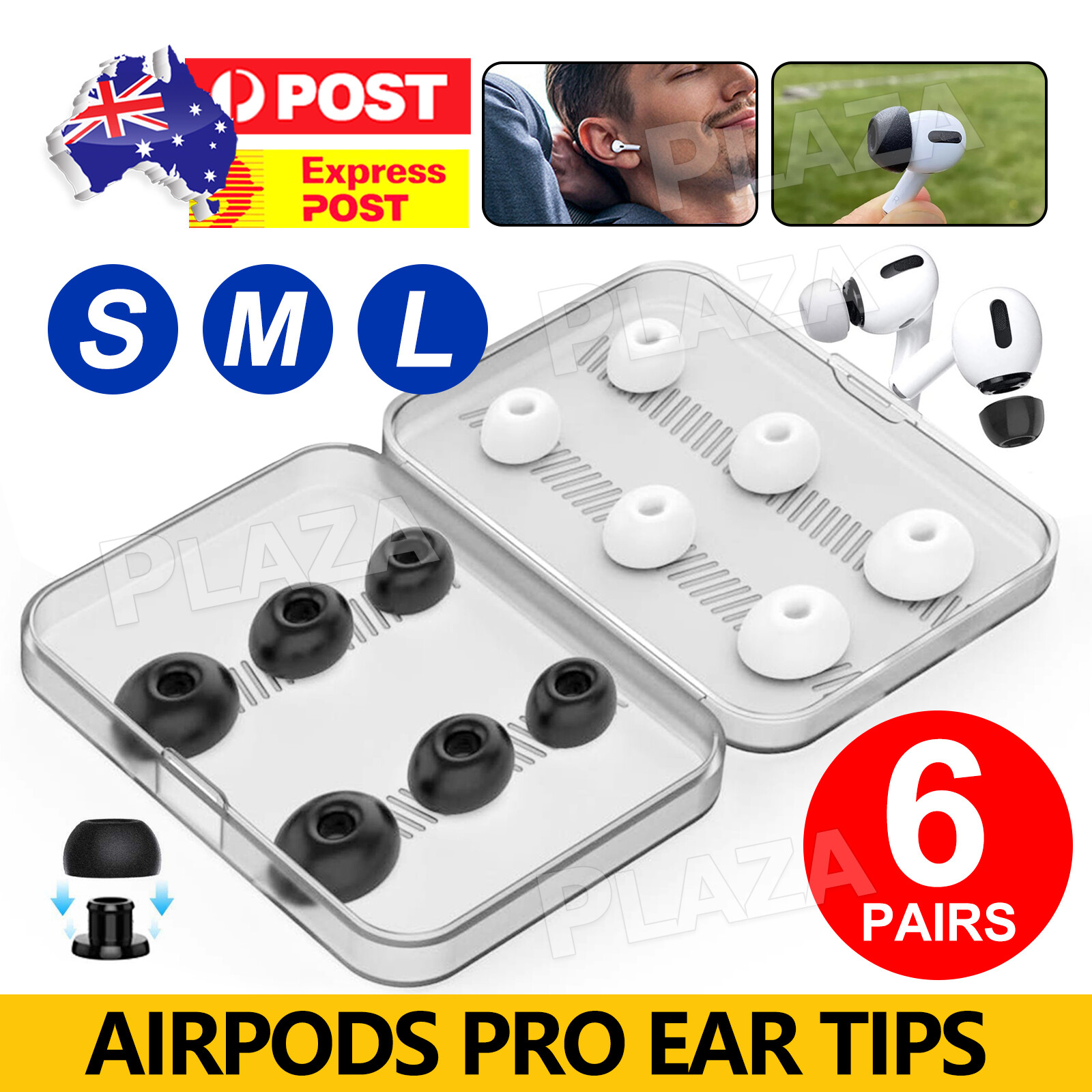 Silicone Foam Ear Tips Replacement For AirPods Pro Black White Storage Box 12