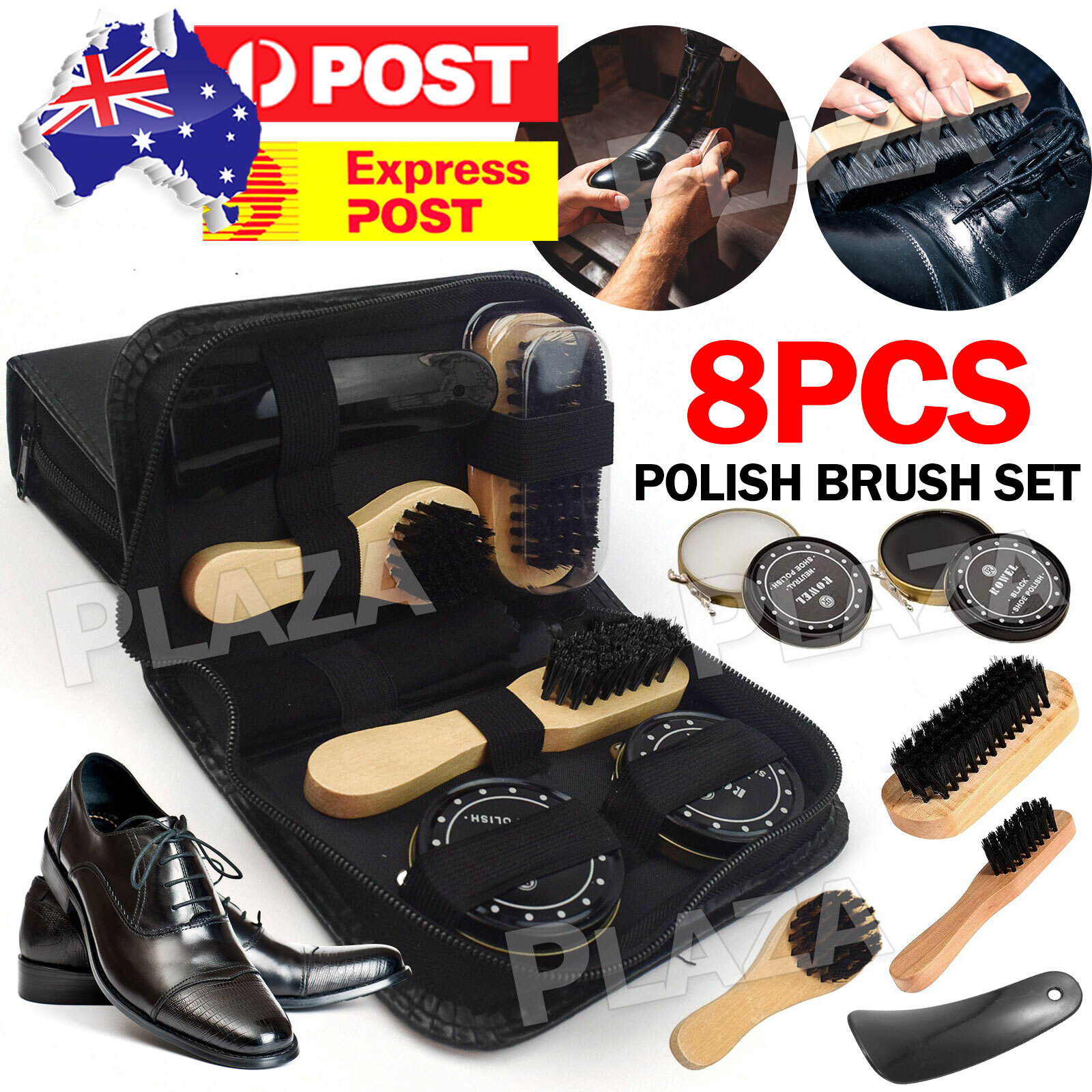 8pcs Shoe Shine Care Kit Polish Brush Leather Boots Shoes Sneakers 17x10.3x5cm