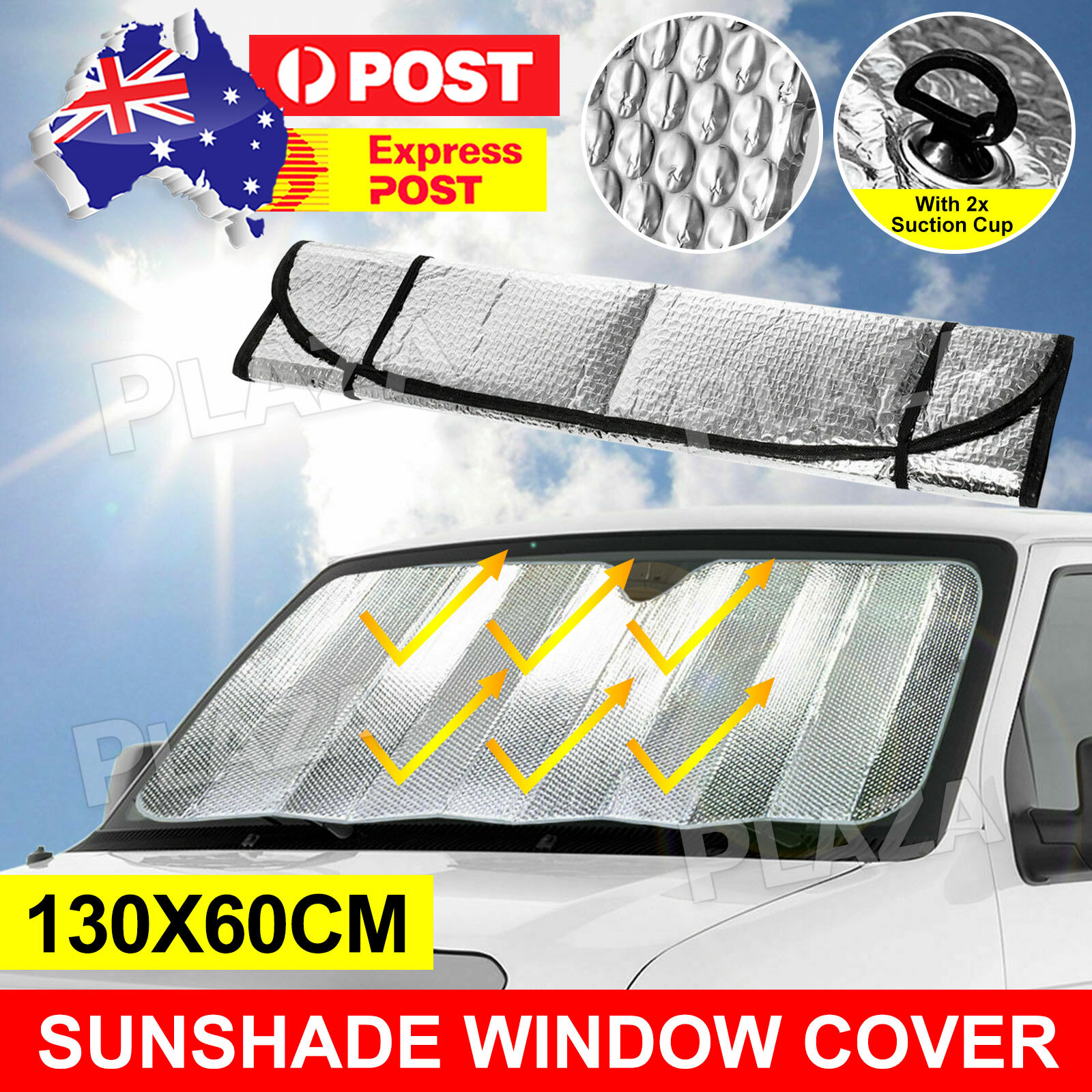 Car Windscreen Sun Shade Reflector UV Heat Shield Aluminum Foil 130x60cm Silver