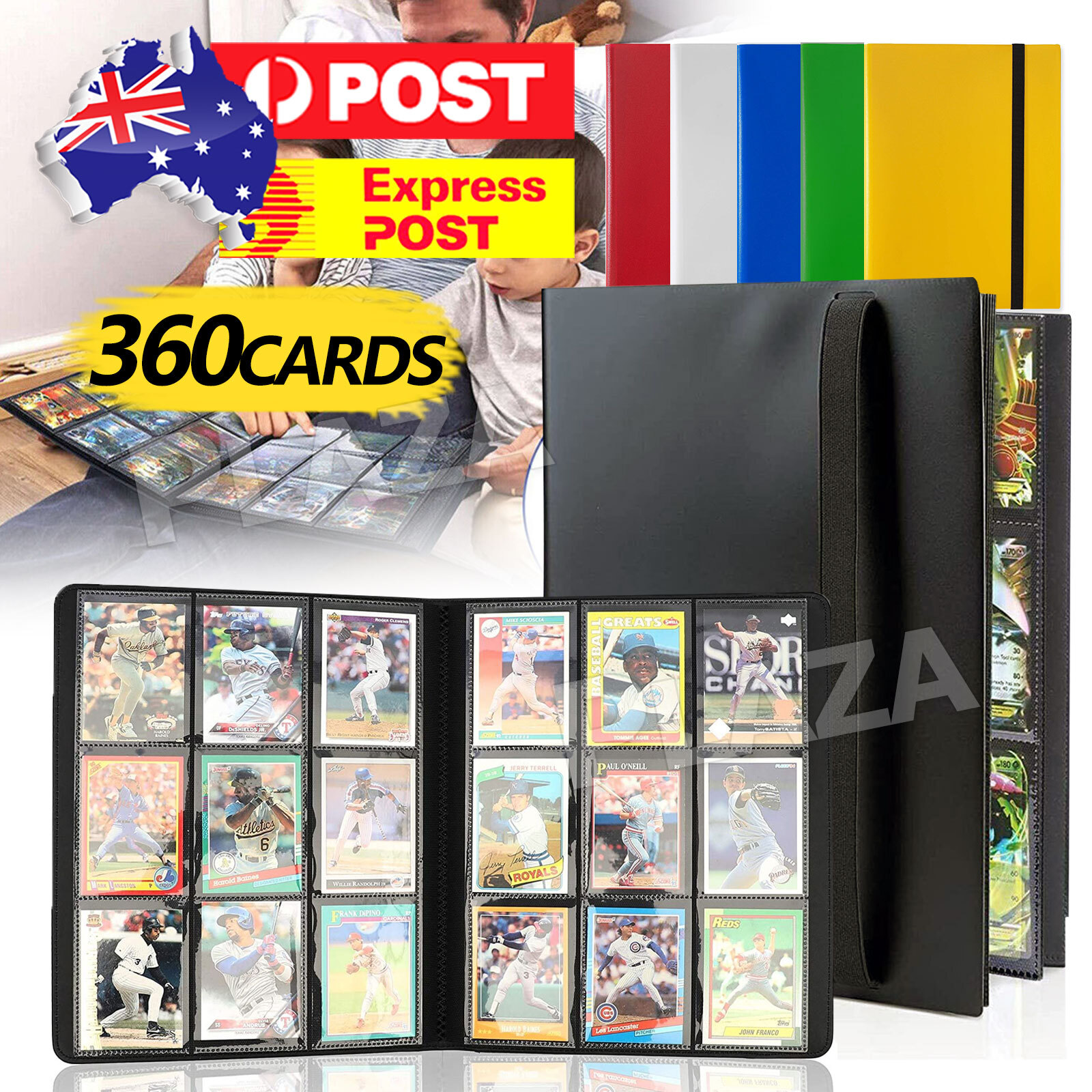 360 Cards Trading Binder 9-Pocket Waterproof Hardcover Black 20 Pages Standard