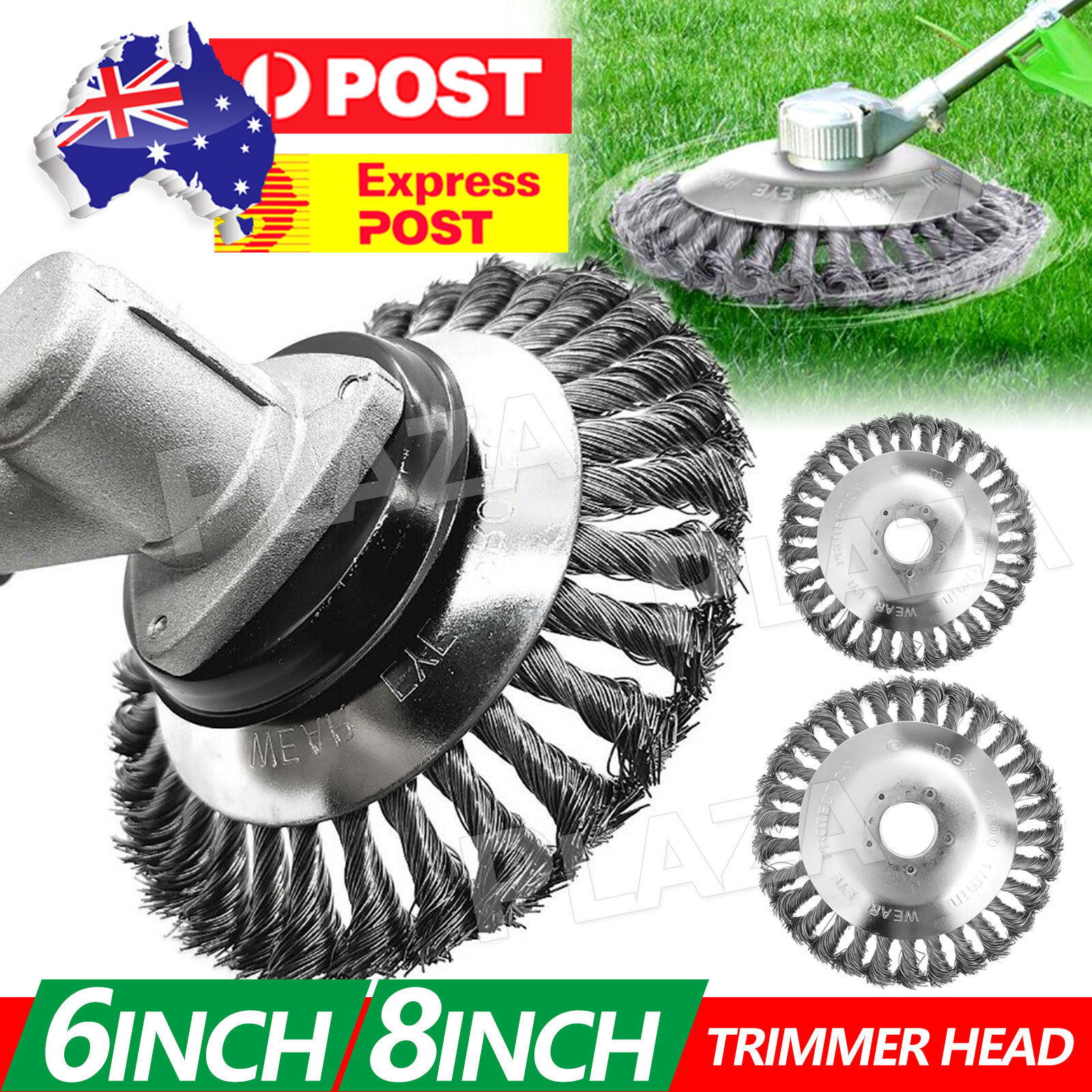 Silver Steel Wire Weed Brush Trimmer Head 6inch 25mm Hole Garden Lawn Mower