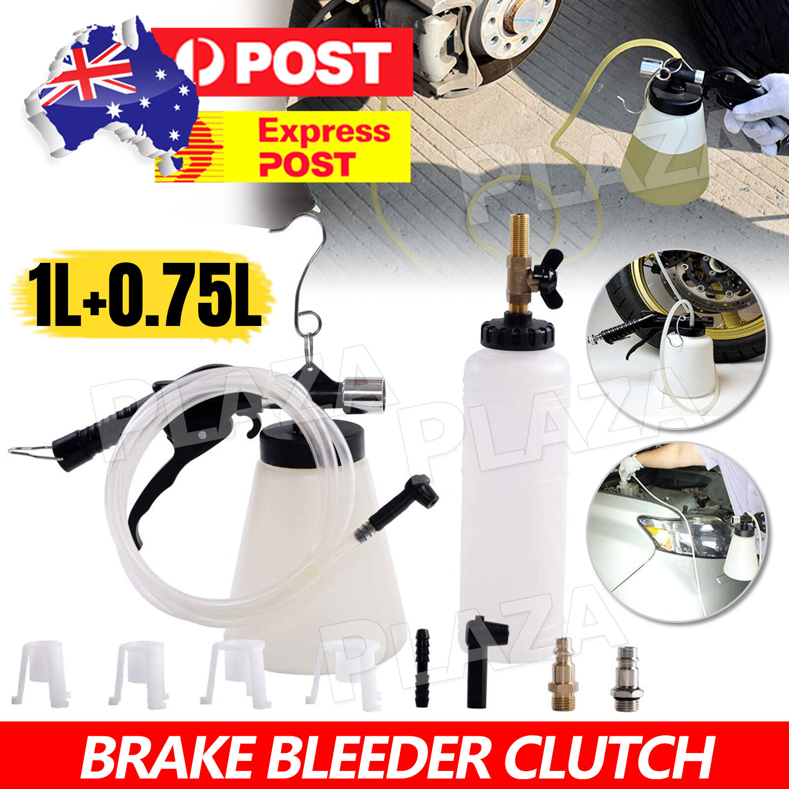 1L Air Brake Bleeder Clutch Vacuum Fluid Extractor Adapters Kit 6-12 bar 90 PSI