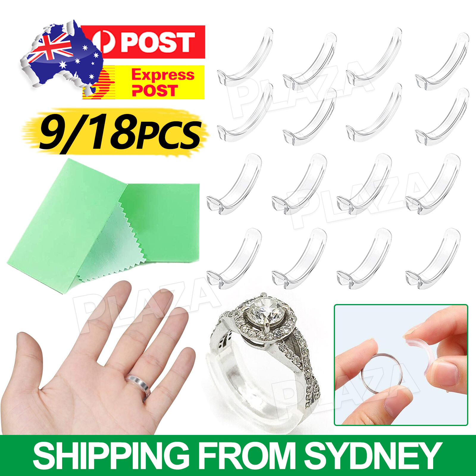 9/18pcs Clear Plastic Ring Adjuster Loose Rings Guard Reducer Various Widths