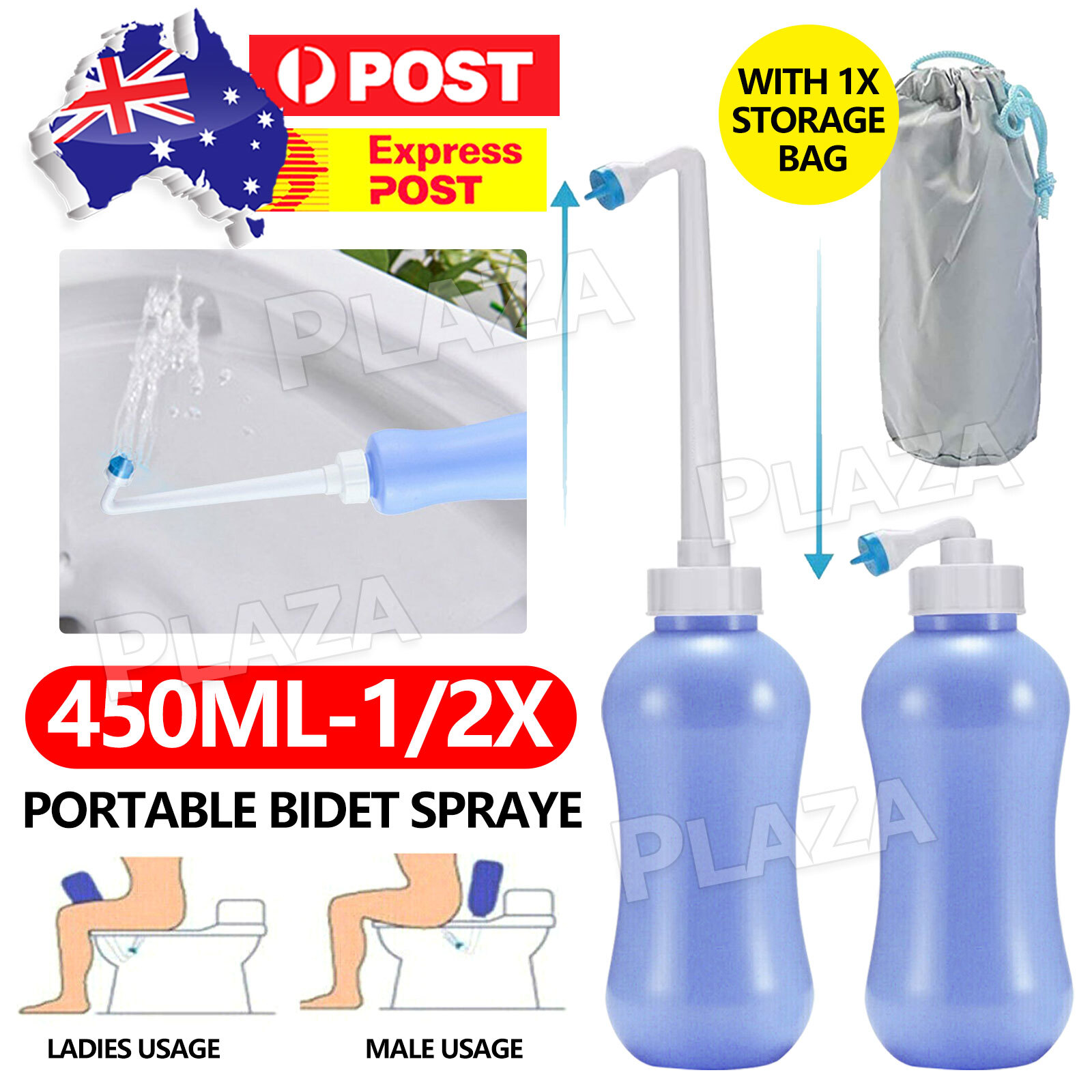 Portable Bidet Sprayer 450ml Blue Telescopic Handheld Nozzle Bottle Cleaner
