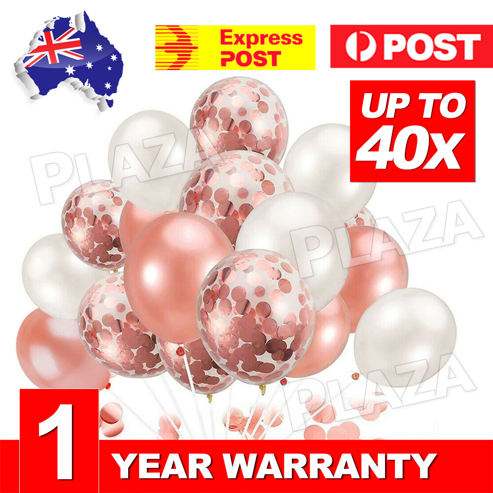 20/40PCS Rose Metallic Confetti Clear Latex Balloons Birthday Marriage 28cm