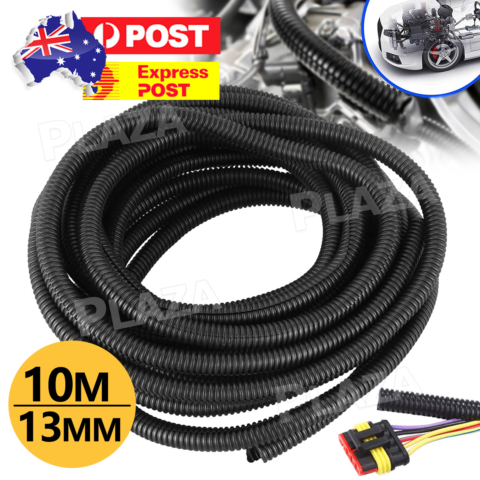 Split Wire Loom Tubing 10M 10mm Inner Diameter 13mm Outer Diameter Black PE