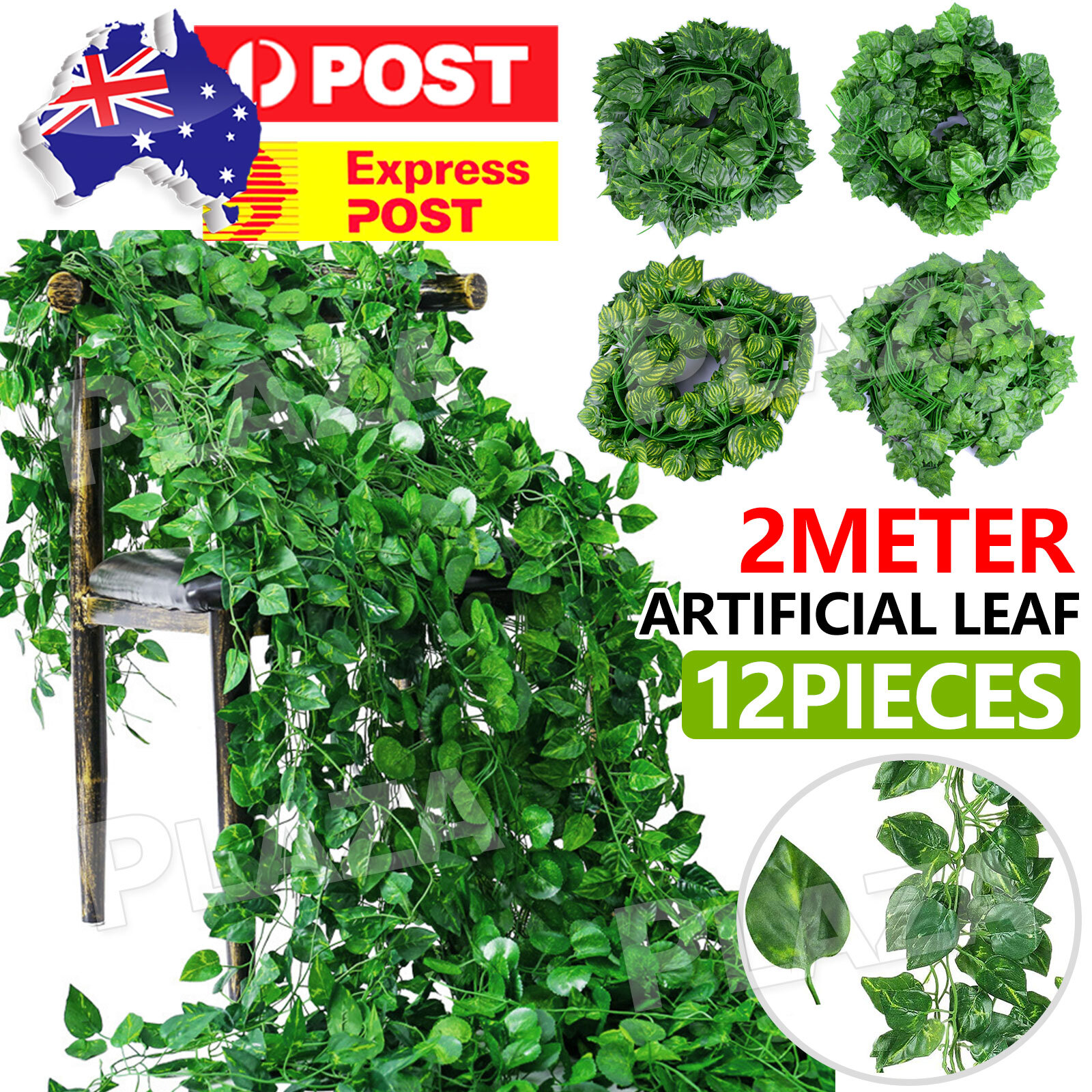 12 2M Artificial Ivy Vine Plastic Leaf Garland Hanging Green DIY All Occasions