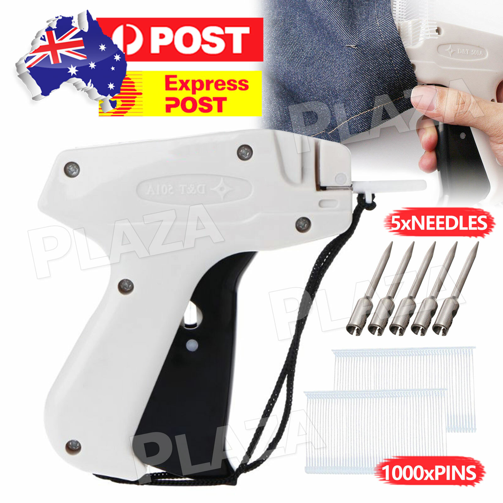 Garment Tagging Gun Clothes Price Label Machine 1000 Barbs 5 Steel Needles White