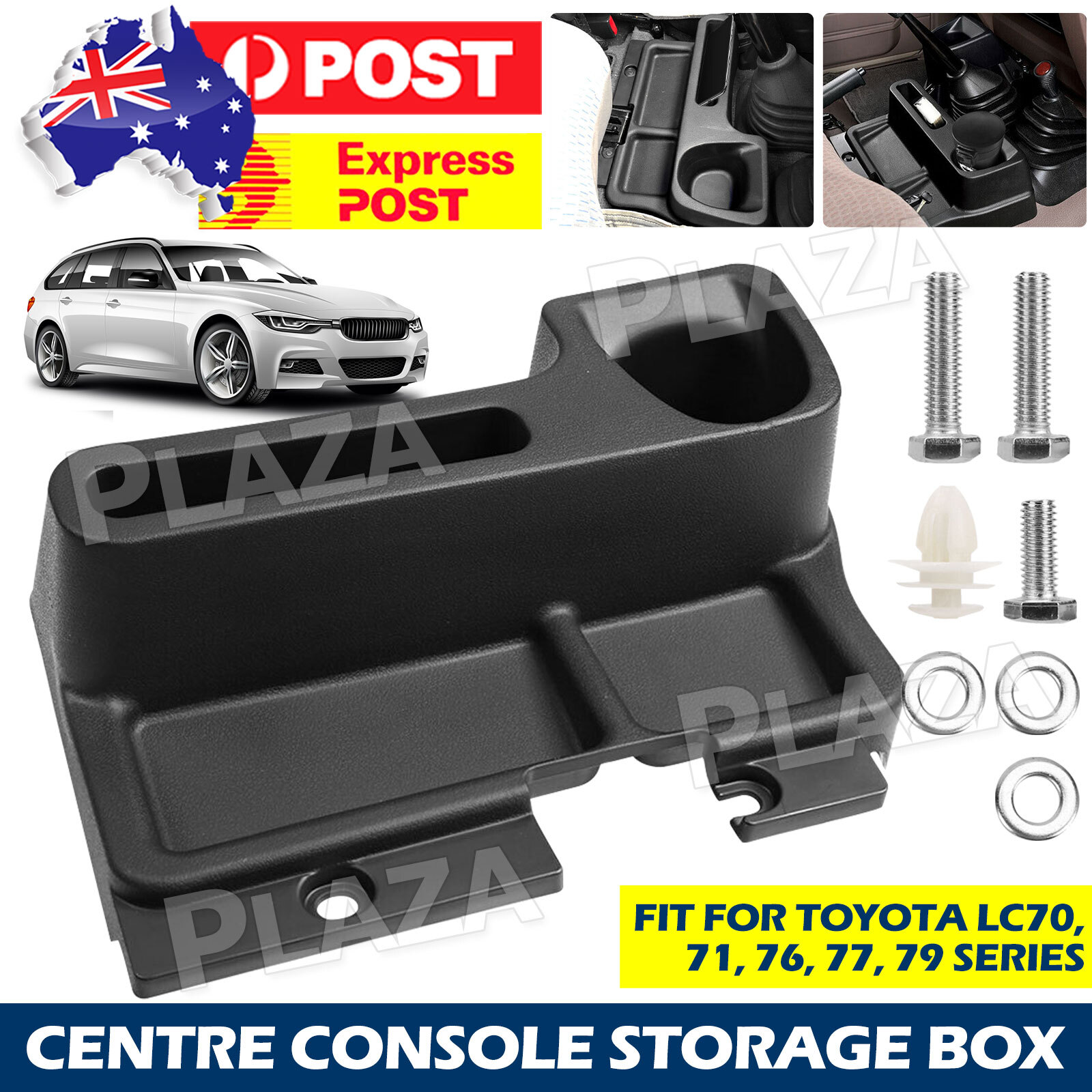 Toyota LC70 71 76 77 79 Landcruiser Centre Console Storage Box Black Plastic AU