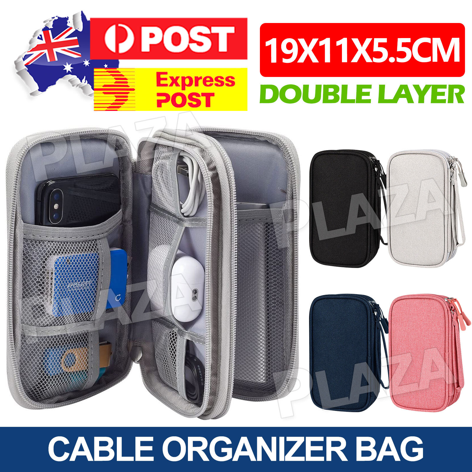 Travel Cable Organizer Bag USB Charger Storage Pouch Waterproof 19x11x5.5CM