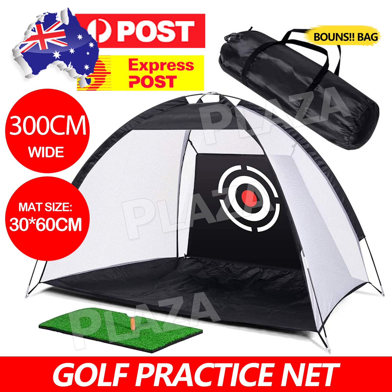 Golf Practice Net Chipping Training Aid Foldable Portable Black/Green 300CM