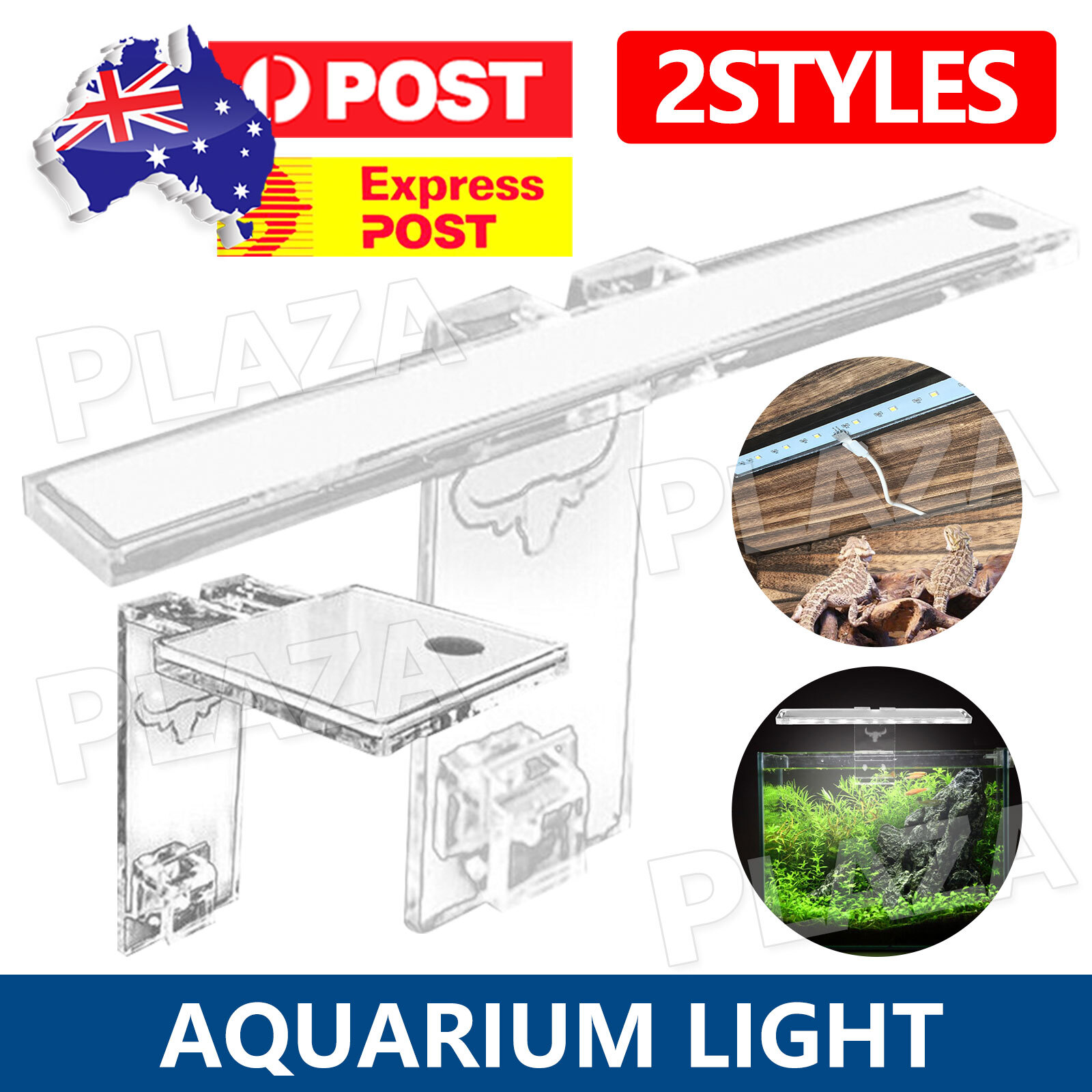 Aquarium LED Light Plant Clip-On Bracket Ultra-thin Transparent Touch Switch