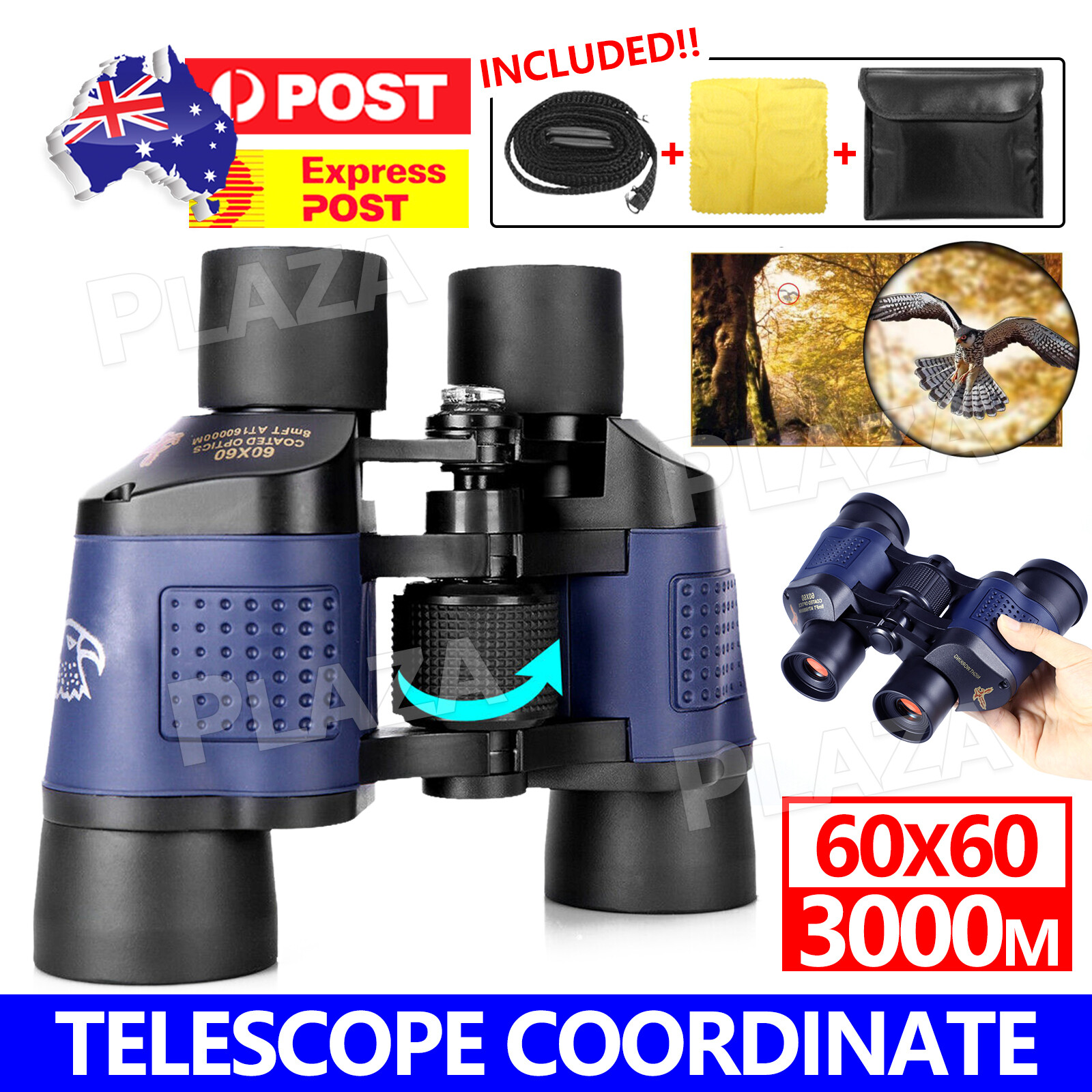 60X60 Binoculars Telescope Coordinate HD Night Vision 35mm 60x Wide Field Black