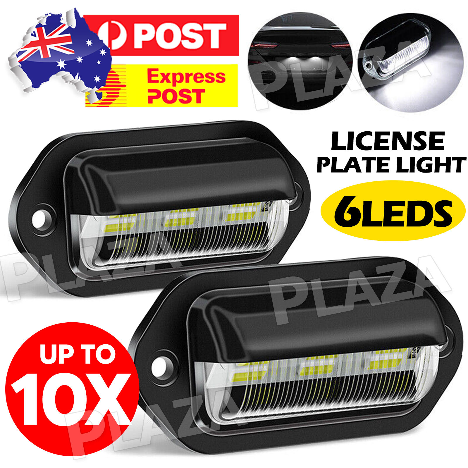 6 LED License Plate Lamps 12V-24V 6000K White IP67 Truck Trailer RV