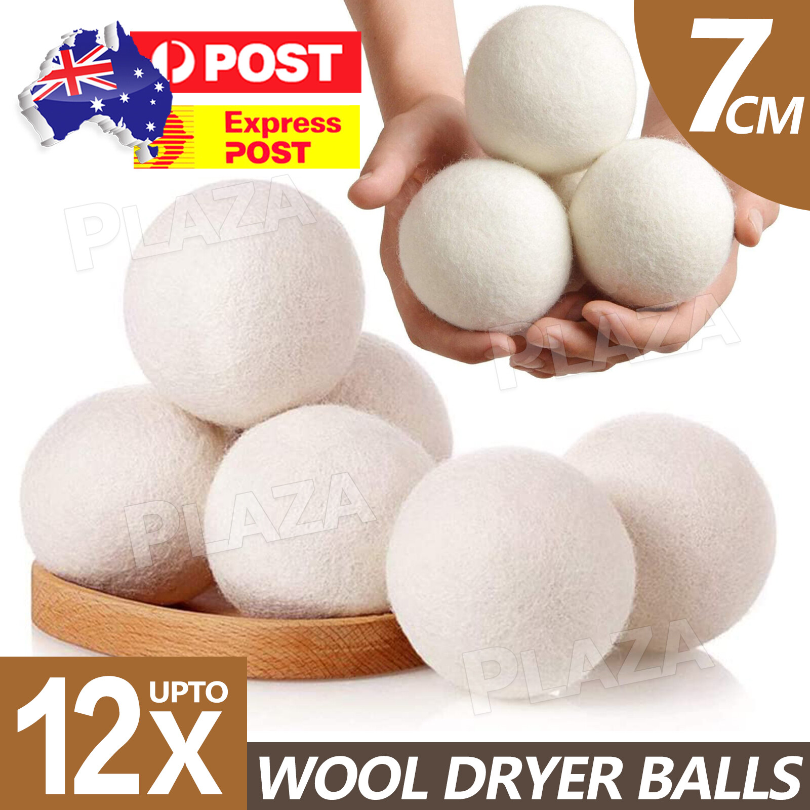 6pcs Organic Wool Dryer Balls 7CM Reusable Natural Laundry Fabric Softener White
