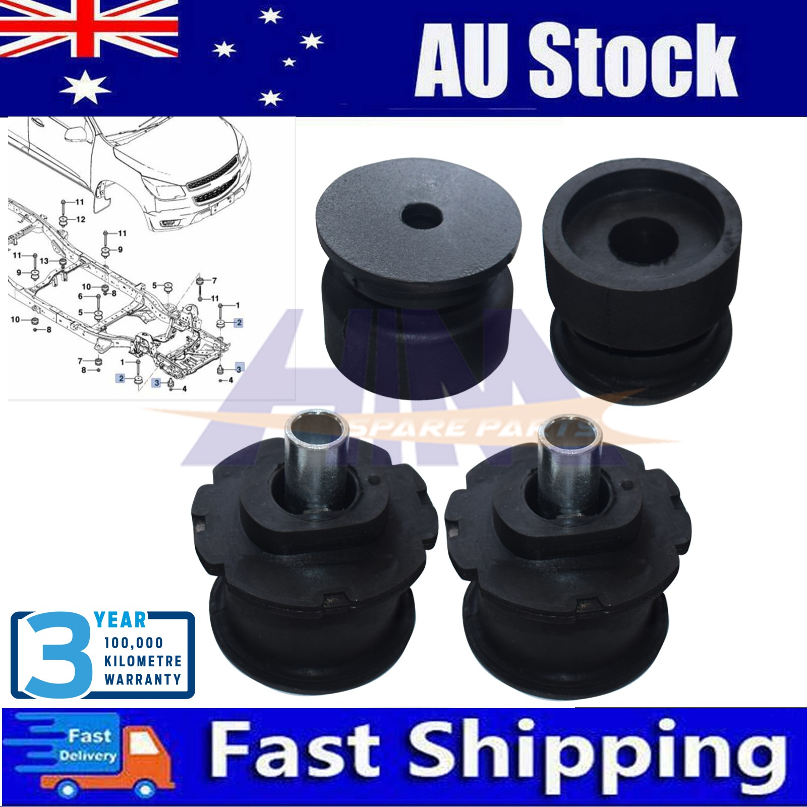 HIM Holden RG Colorado Front Body Mount Cushion Set of 4 0310TY142HIM 2012-2020