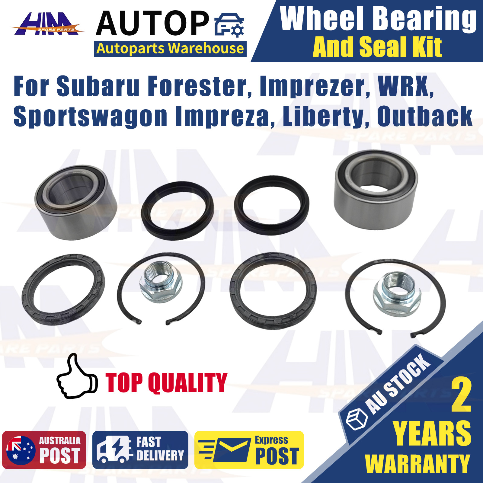 HIM WBK1024 2PCS Front Wheel Bearing & Seal Kit Subaru Forester Impreza SF SG