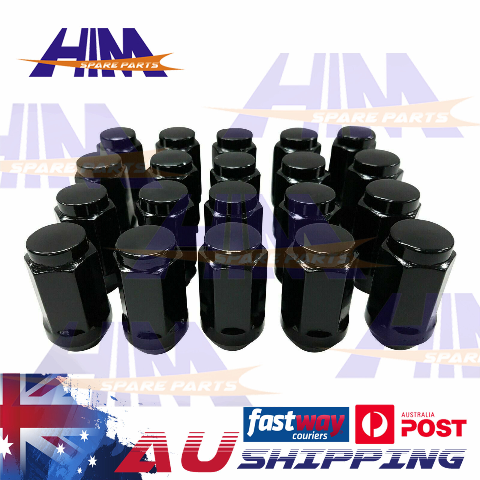 HKI 20PCS M14x1.5 45mm Black Steel Lug nuts Holden VE VF Toyota 78 Landcruiser