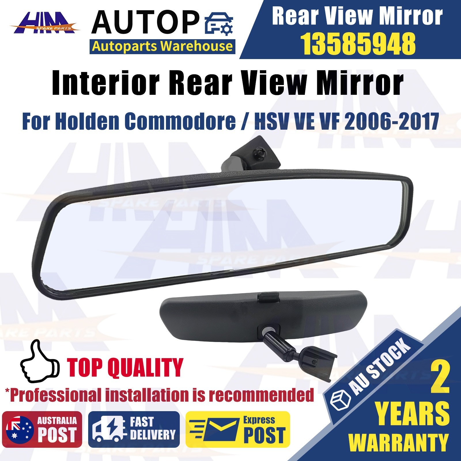 HIM Interior Rear View Mirror 13585948 Holden Commodore HSV VE VF Manual Dimming