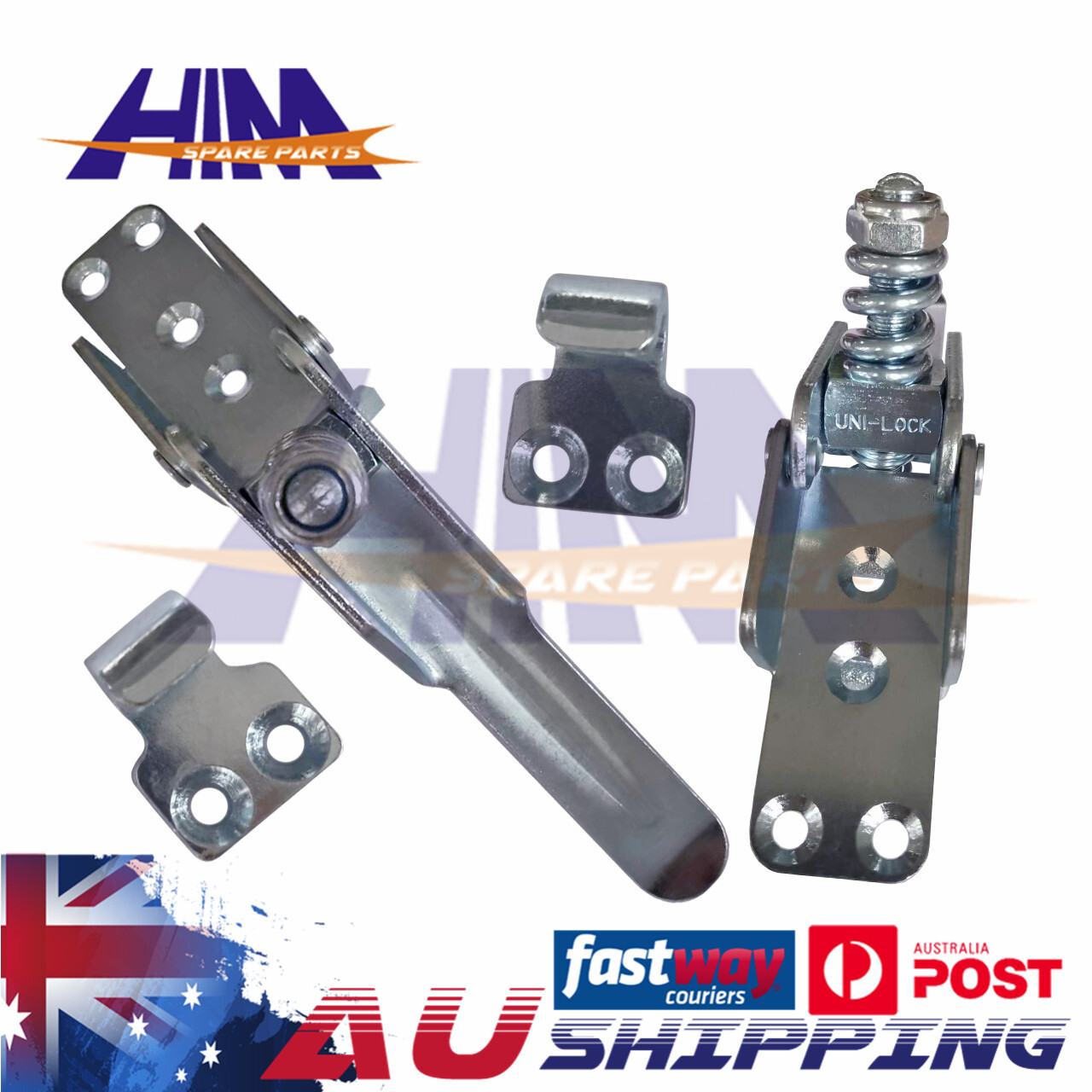 HIM 2x Extra Heavy Duty Over Centre Latches Hooks Silver Zinc Plated Trailer