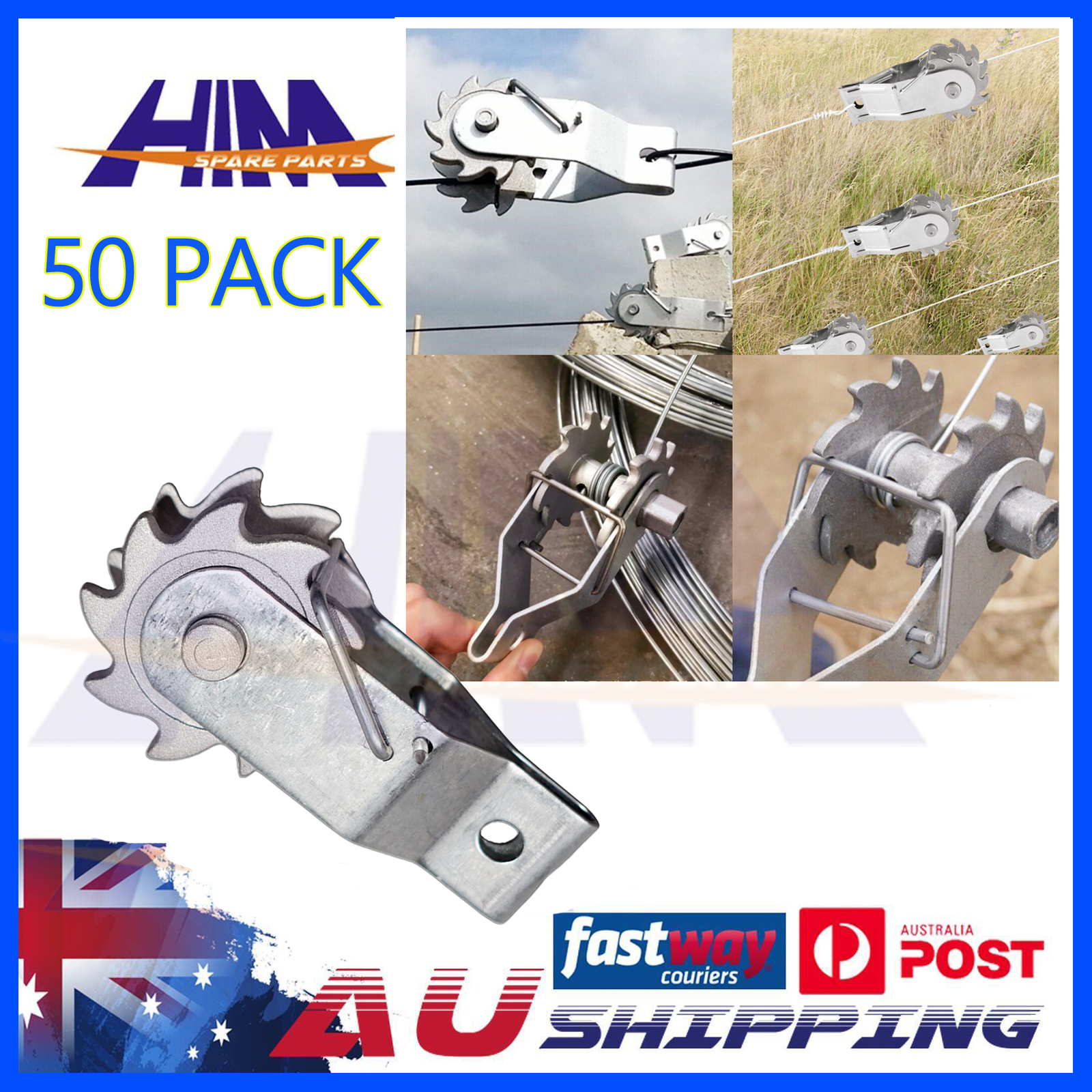 HIM Inline Ratchet Wire Strainer Tensioner 50PCS Galvanised Electric Farm Fence