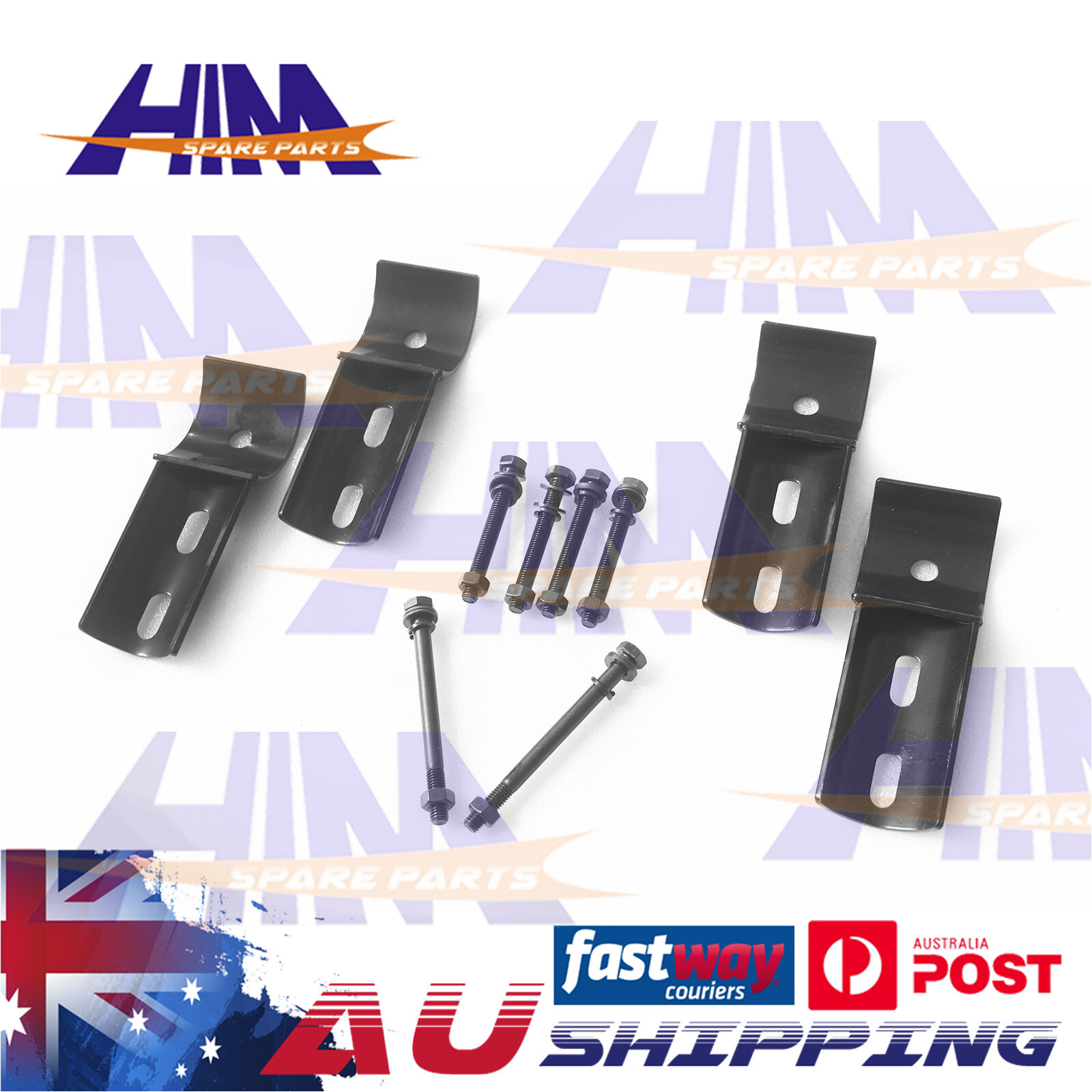 HKI 50T0616-1 Brush Bar Brackets Clamps Black Powder Coat 49-63mm Bull Bar Hoop