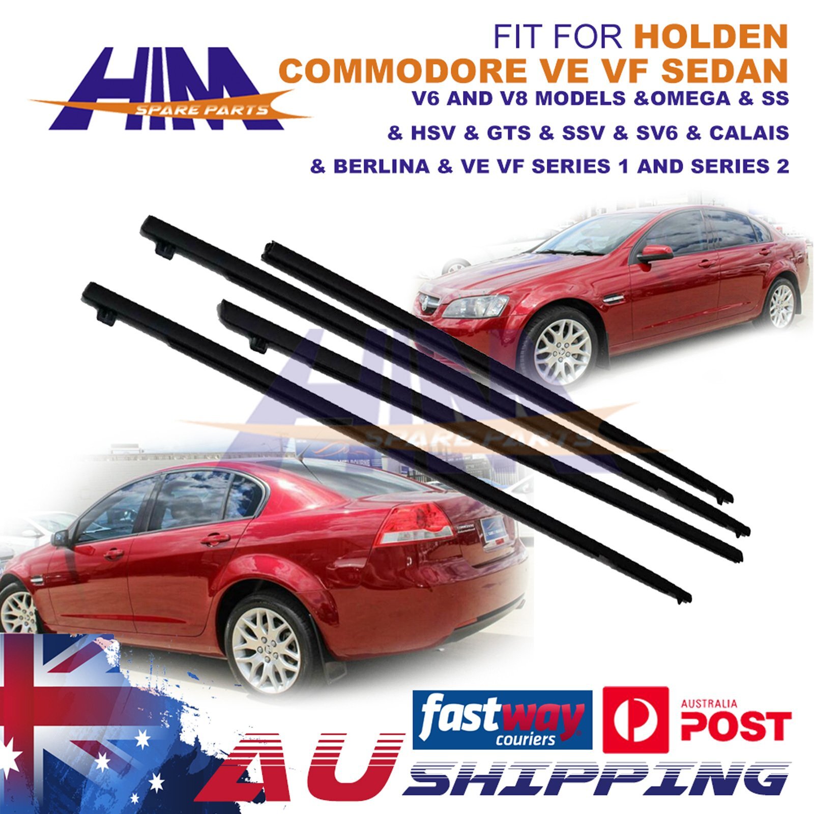 HKI 4X Door Window Belt Mould Rubber Seal Holden Commodore VE VF Sedan V6 V8