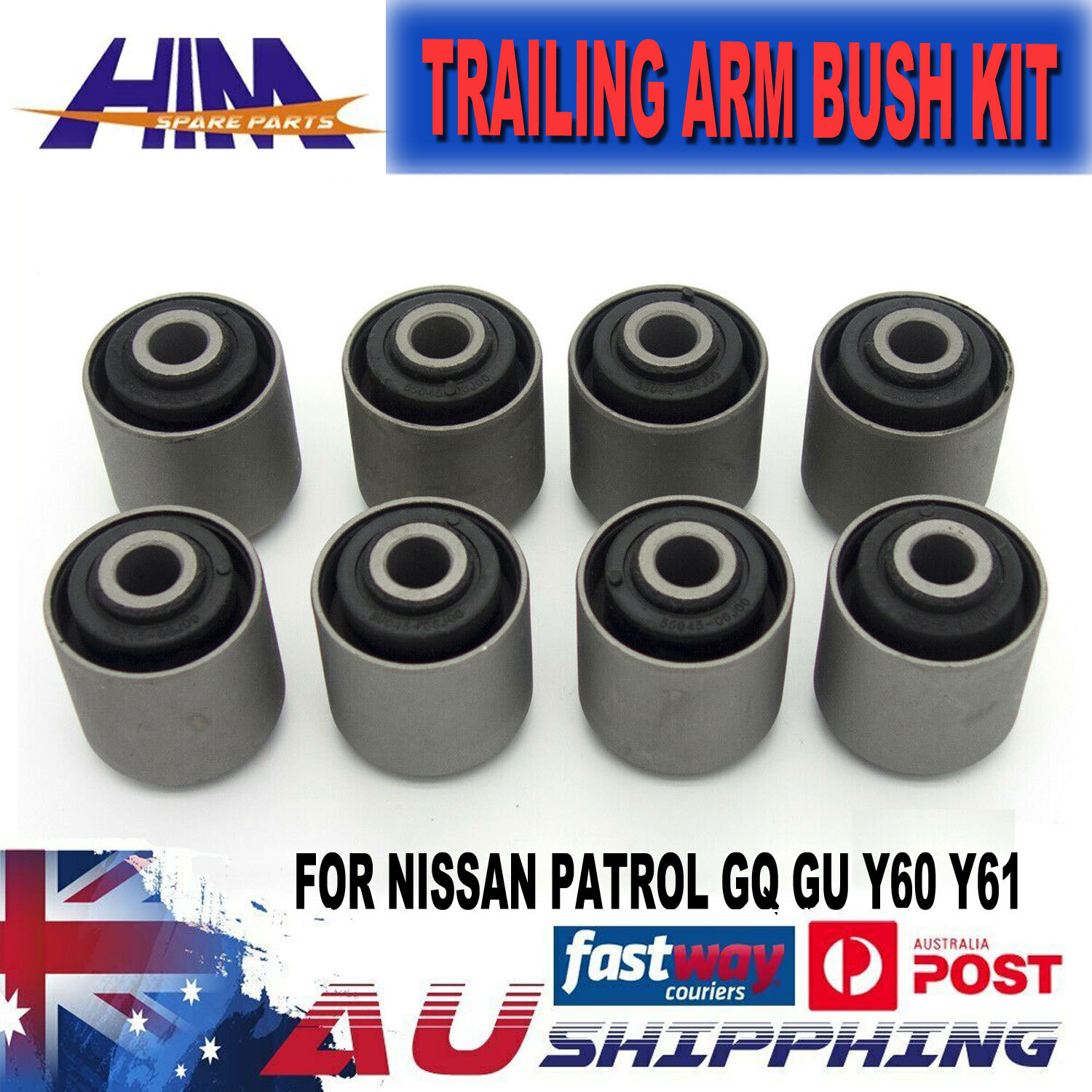 HKI Nissan Patrol GQ GU Y60 Y61 Rear Upper & Lower Control Trailing Arm Bush Kit