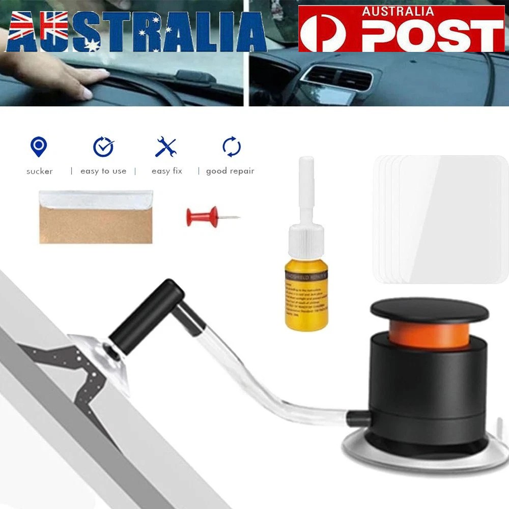 Car Windshield Windscreen Repair Kit Glass Chip Resin Cracked Fix Tool Set Black