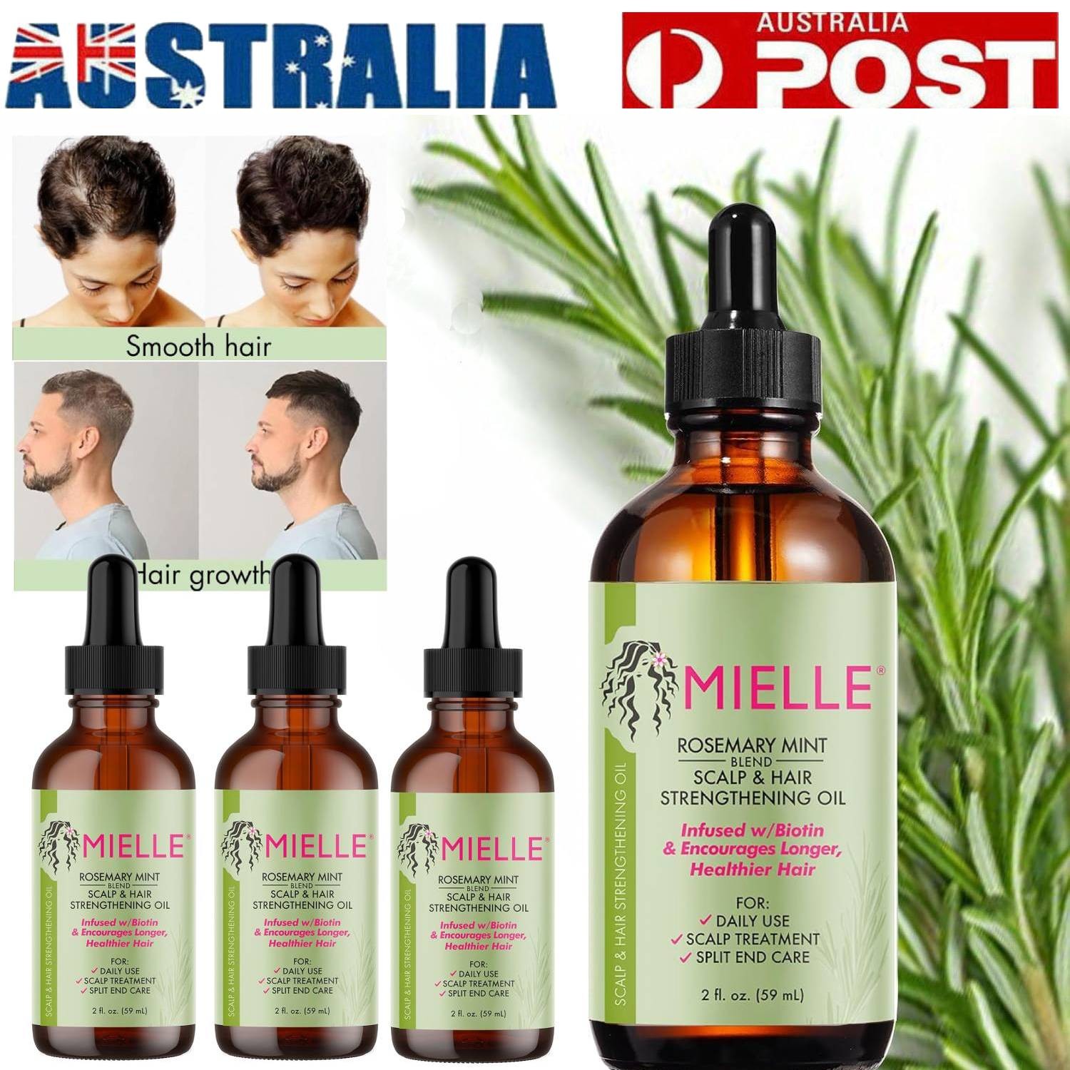 Mielle Organics Rosemary Mint Scalp Hair Strengthening Growth Oil Biotin 59 ml