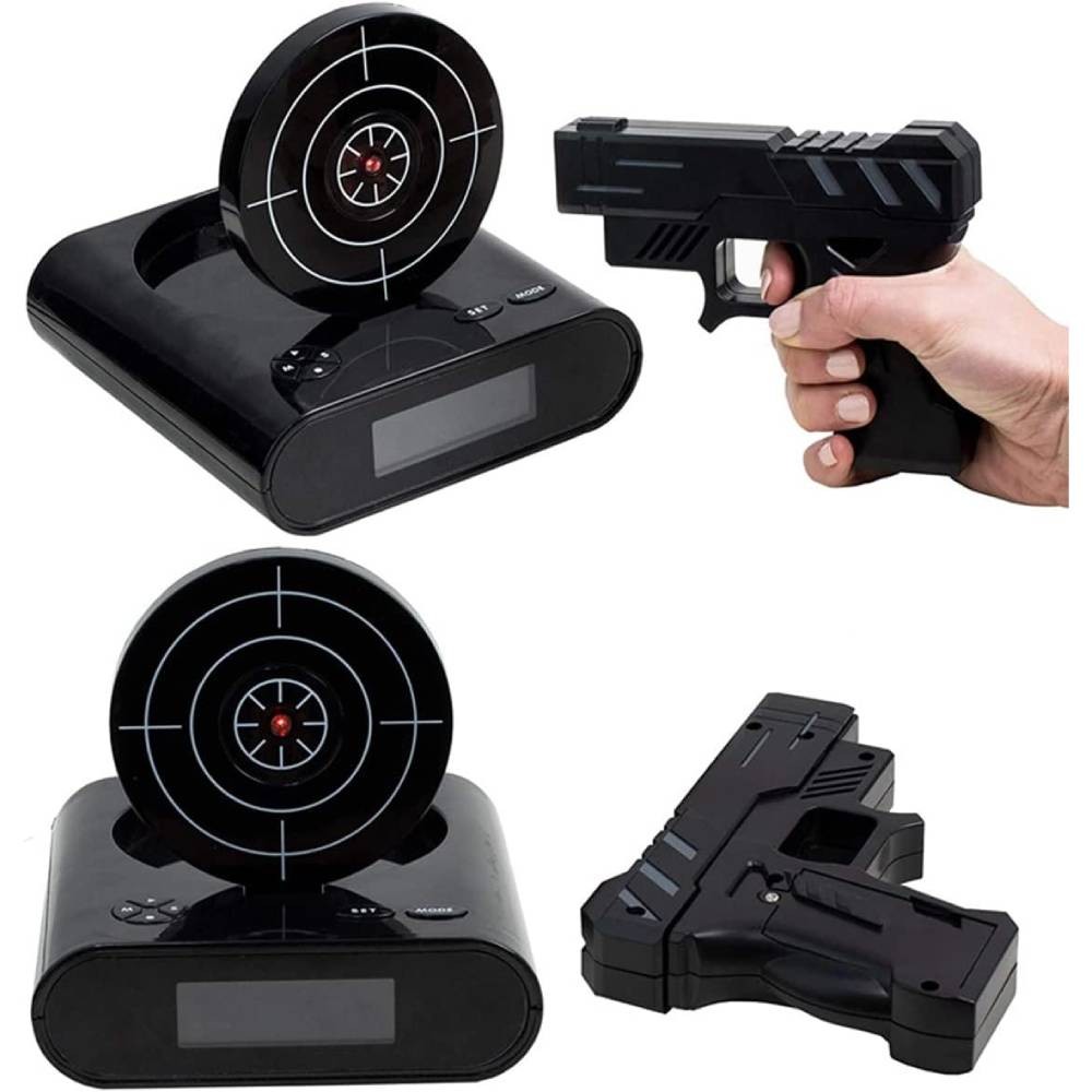 Target Alarm Clock Gun Shoot-to-Stop Digital Camouflage Kids Bedroom USB Cable