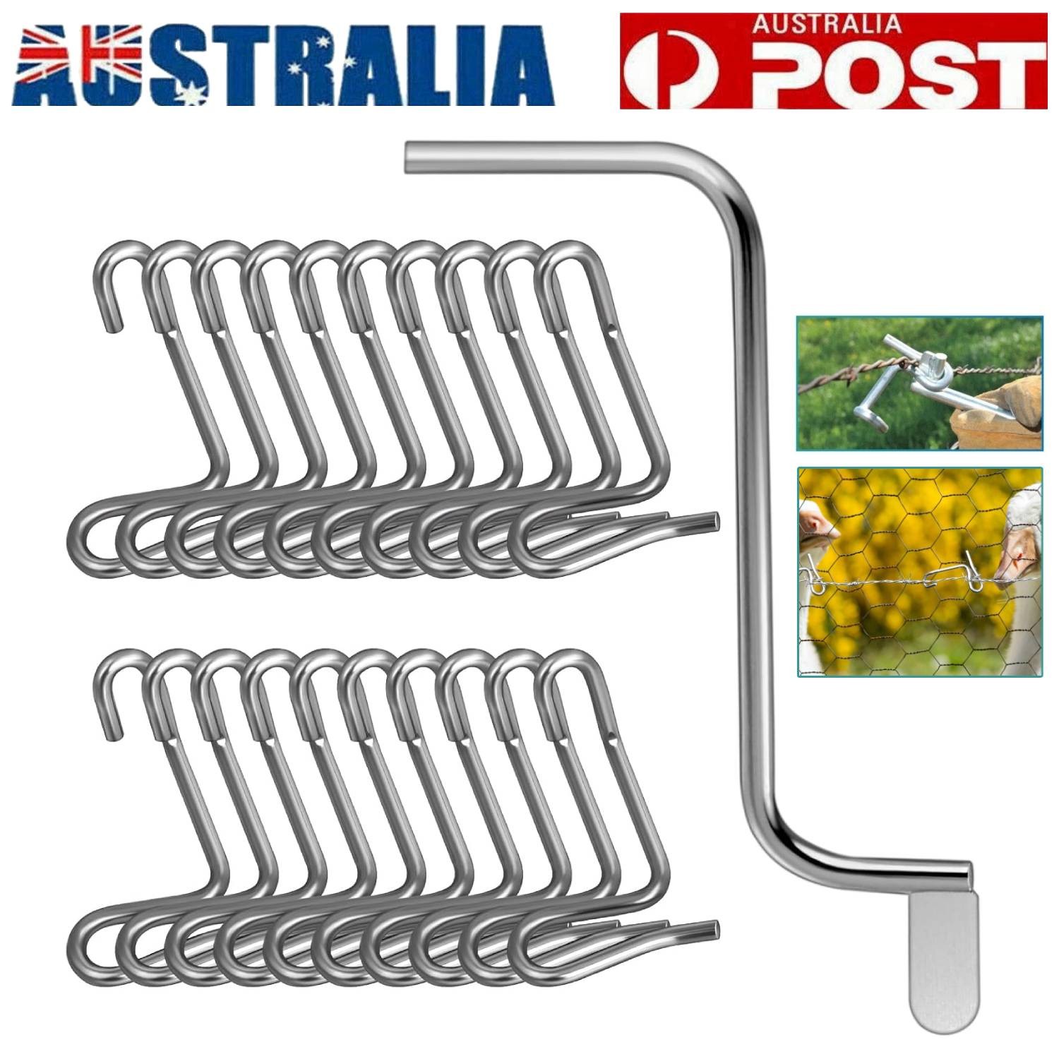 20Pcs Fence Wire Tightener Twisting Tool 304 Stainless Steel Barb Tensioner