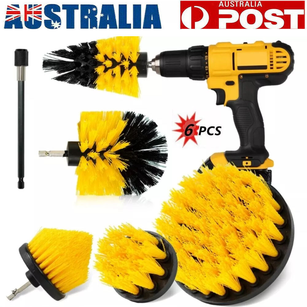 6pcs Drill Brush Attachment Set Electric Scrub Cleaning Kit Nylon 1/4 Extender