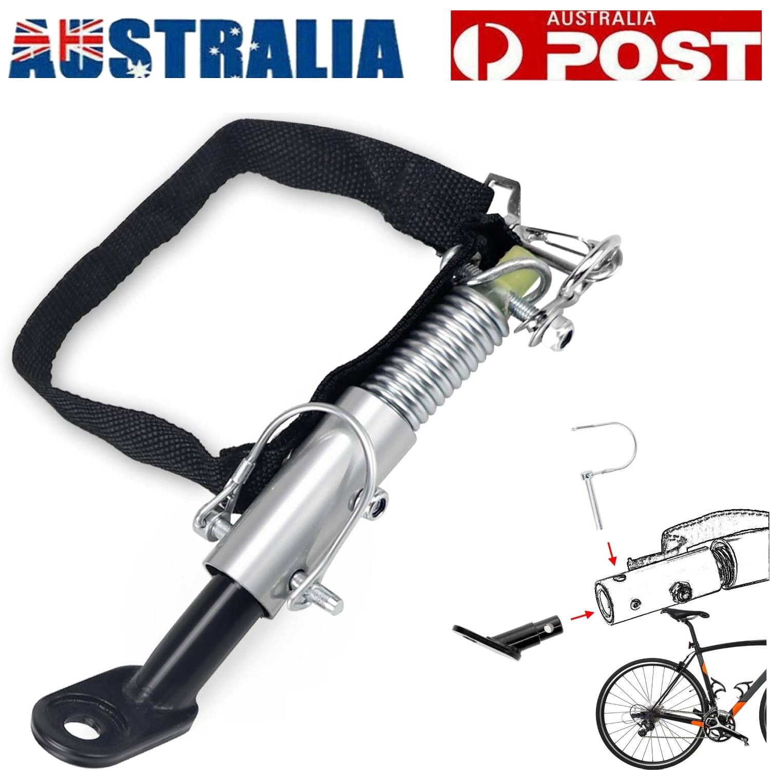 Universal Bike Trailer Coupler Hitch Connector Steel Nylon Silver Black 20 cm