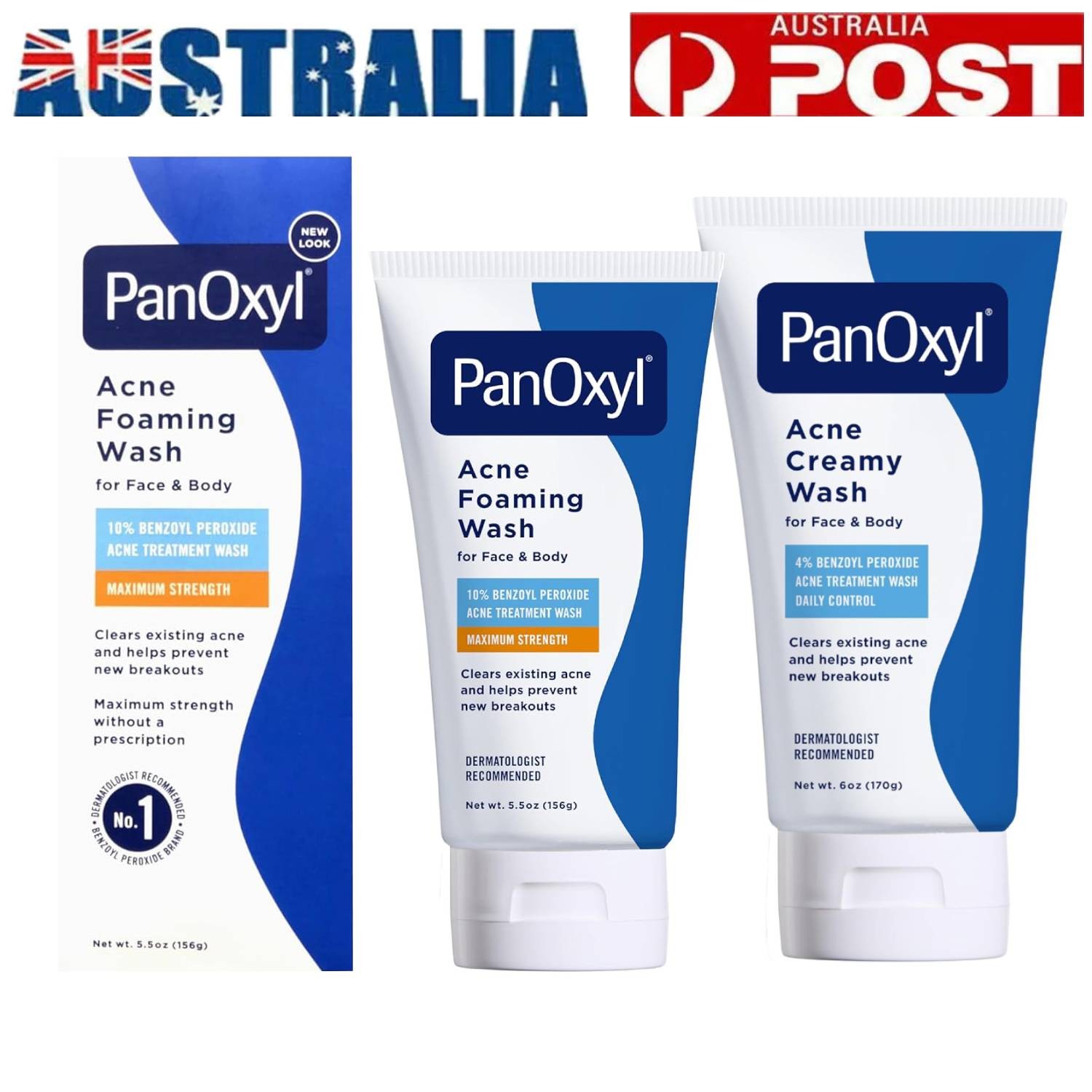 PanOxyl Acne Foaming Wash Benzoyl Peroxide 4/10 Face Body Cleanser 156/170g