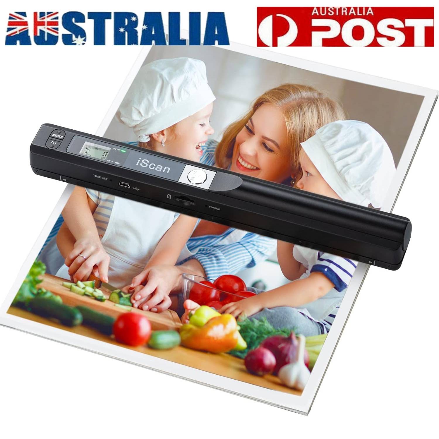 Aussishop Portable Document Scanner 900DPI A4 JPEG PDF USB Handheld Photo Pages