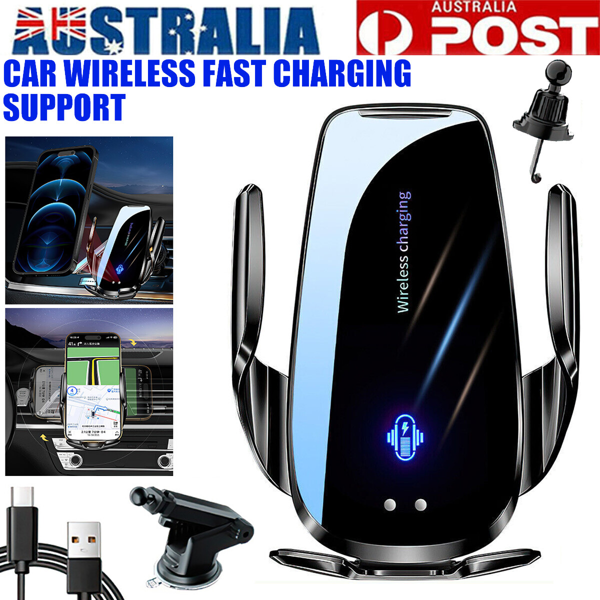 Wireless Car Charger Mount Qi Phone Holder Air Vent Clip 15W iPhone Samsung