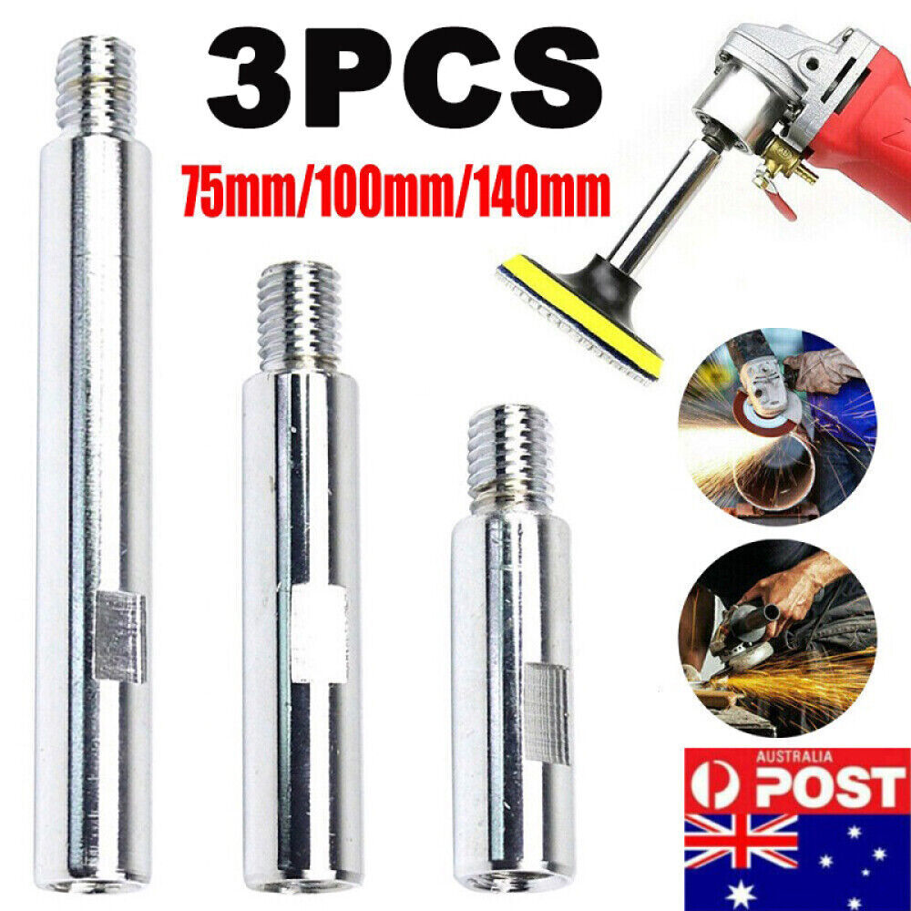 3PCS M14 Angle Grinder Thread Adapter Extension 75/100/140mm inlaid steel Silver