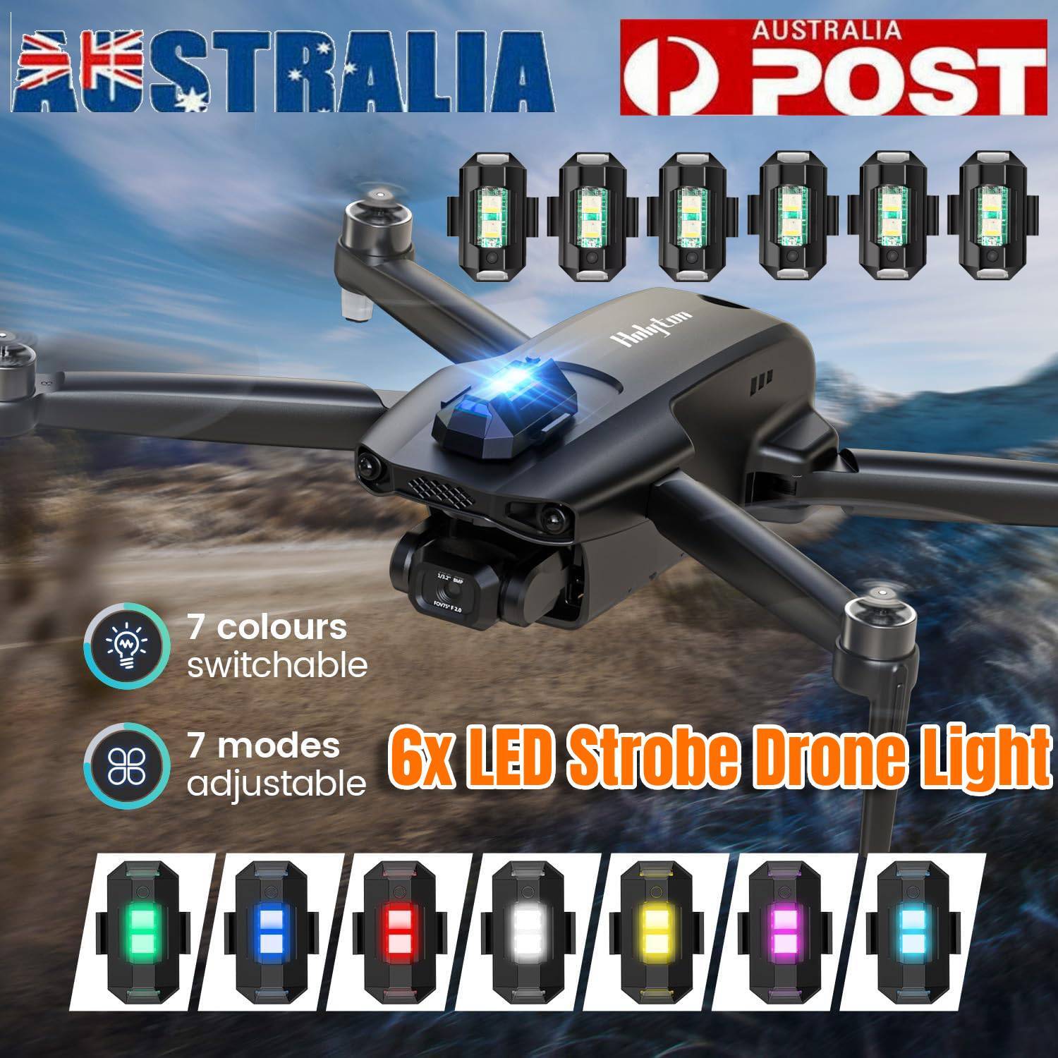 6PCS Mini LED Strobe Lights 7 Color Rechargeable Drone Flashing Light USB Cable