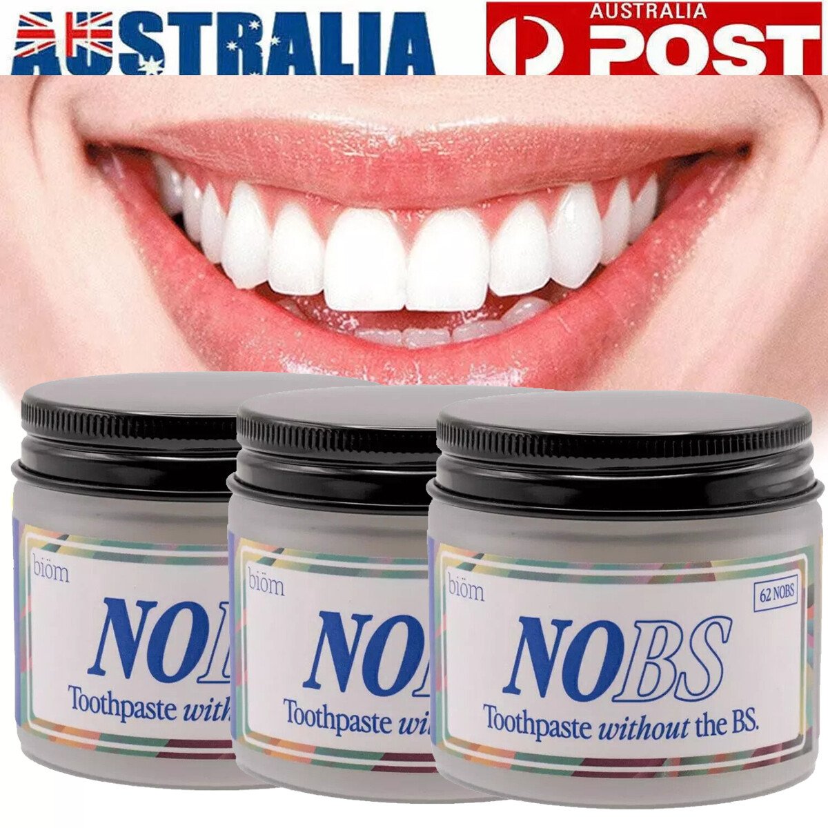 Biom NOBS Toothpaste Tablets 62 Count Mint FLUORIDE-FREE REMINERALIZING TRAVEL