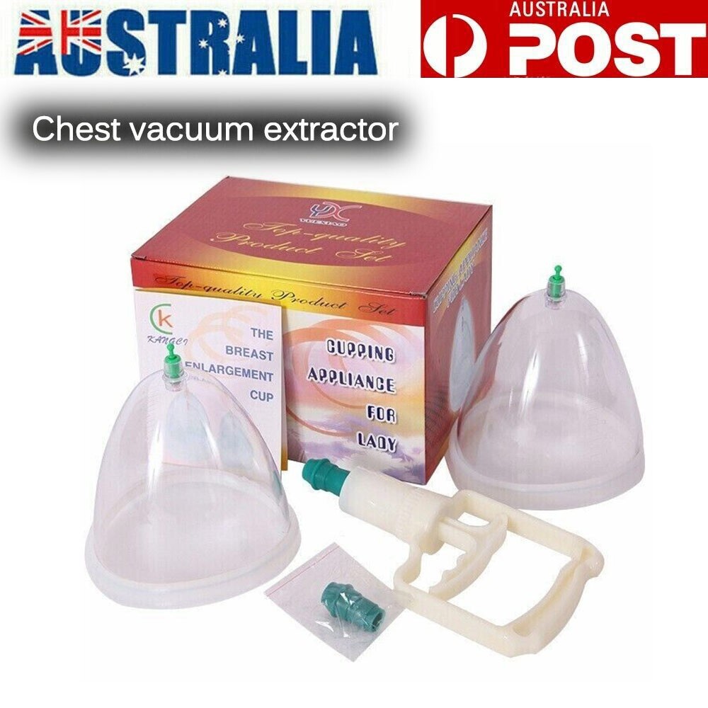 Breast Cupping Device 2 Cups Set Breast Enlargement Massager Suction Pump ABS