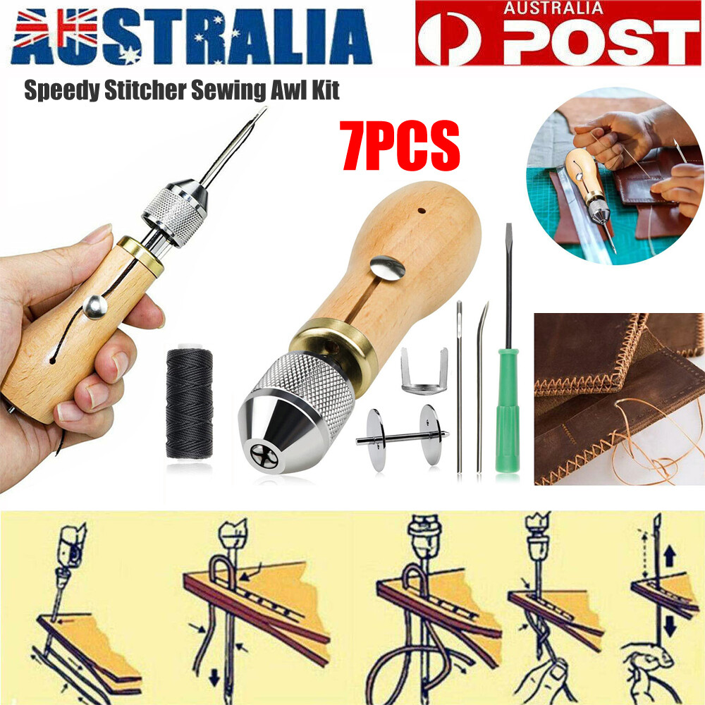 Speedy Stitcher Sewing Awl Tool Kit Leather Sail&Canvas Heavy Repair Set Wax