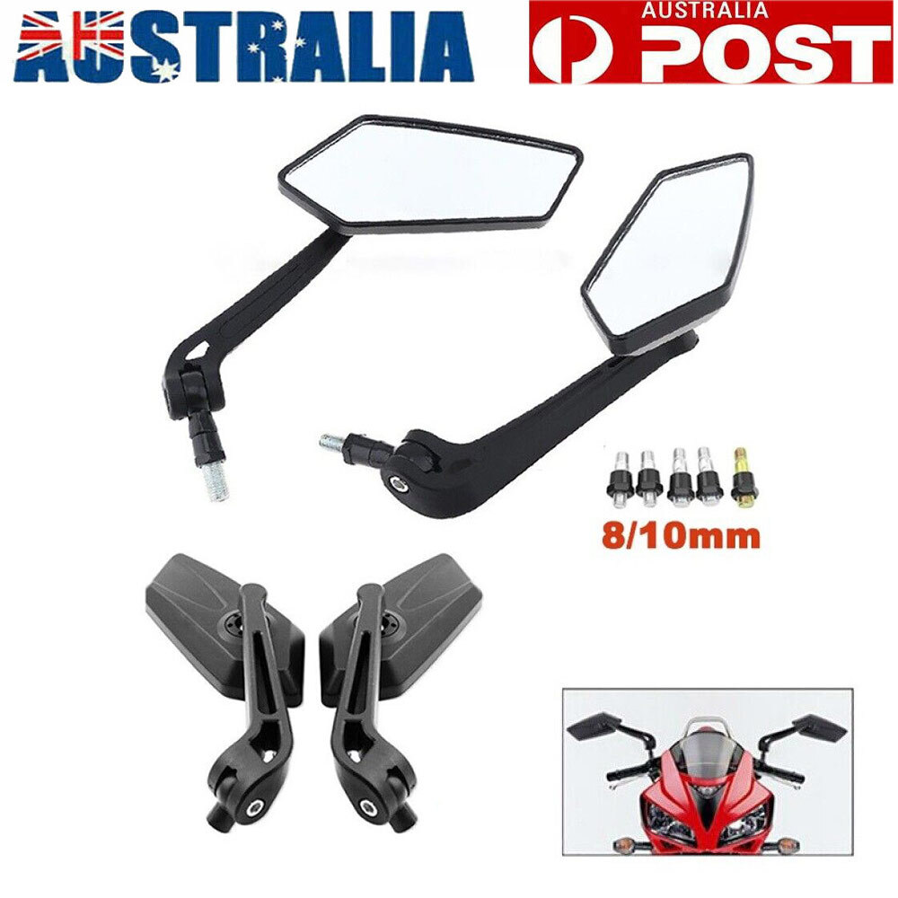 2x Universal Motorcycle Rear-View Mirrors HF-H1069 8mm/10mm Black 360 rotatable