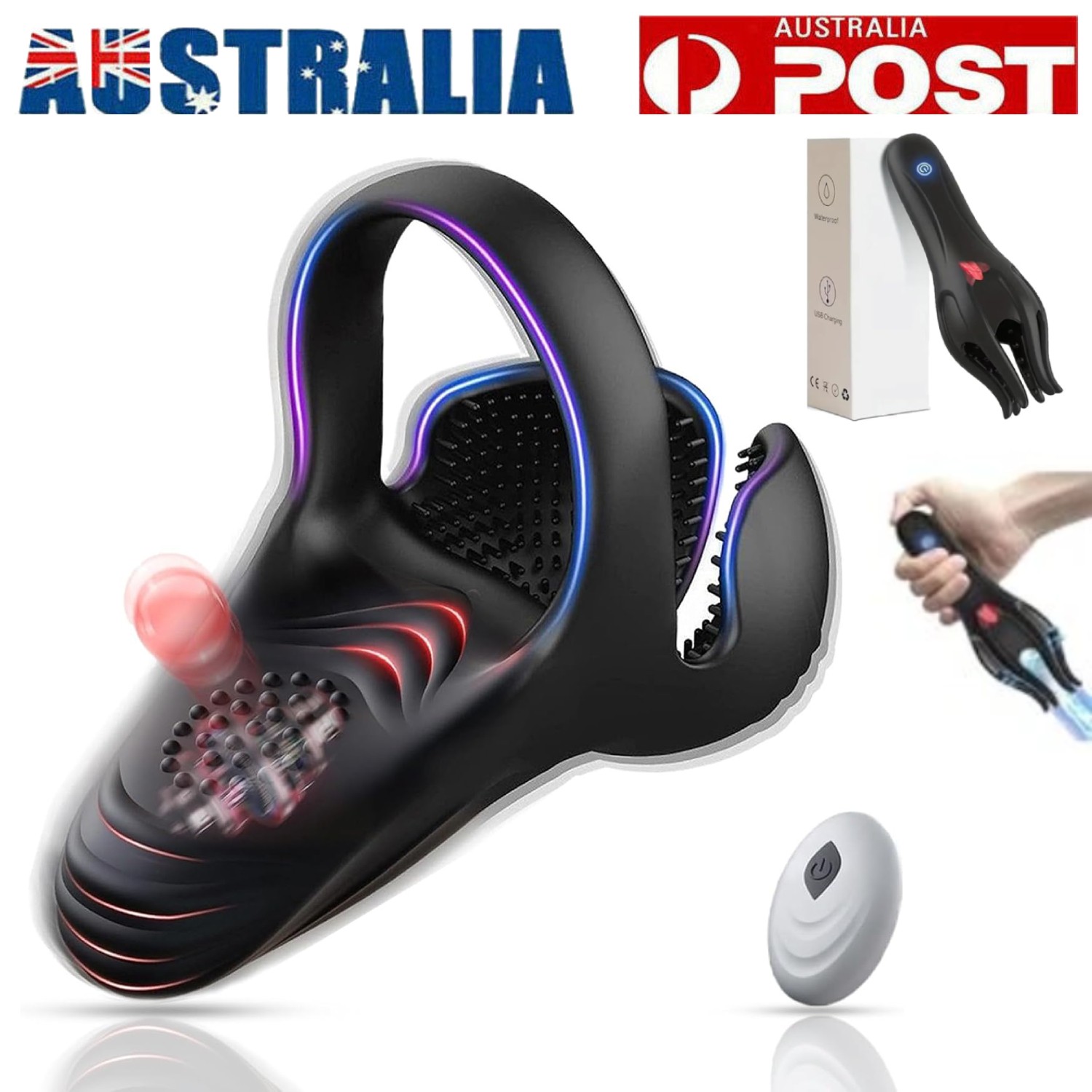 Apexdrive Mansculpt Wave Therapy Device for Men IPX7 Waterproof Black Remote