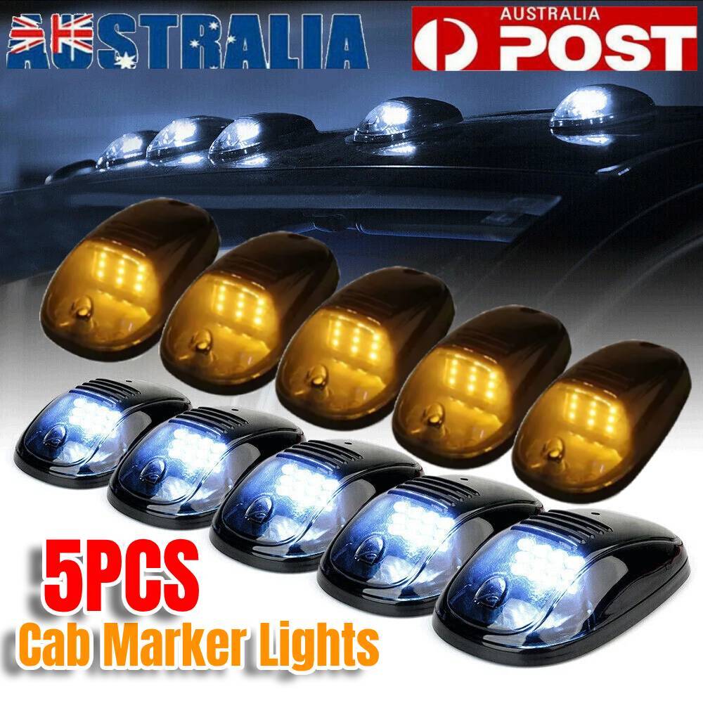 5PCS Amber 12 LED Cab Roof Marker Running Lights 12V Waterproof IP65 Truck SUV