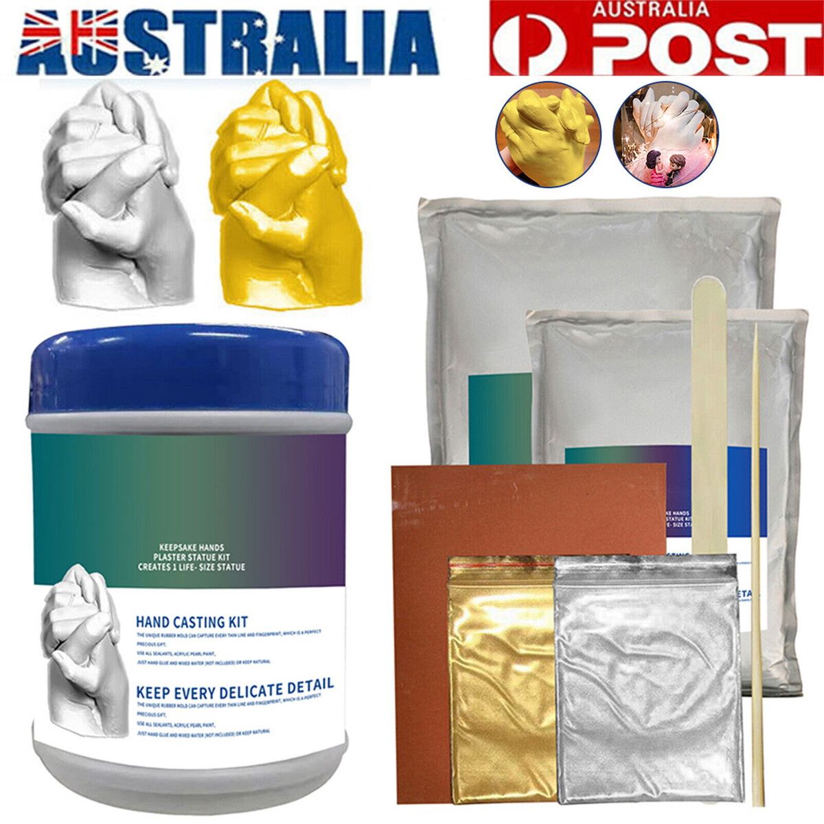 Hand Casting Kit DIY Plaster Mold Couples Keepsake Anniversary Gift Statue Set