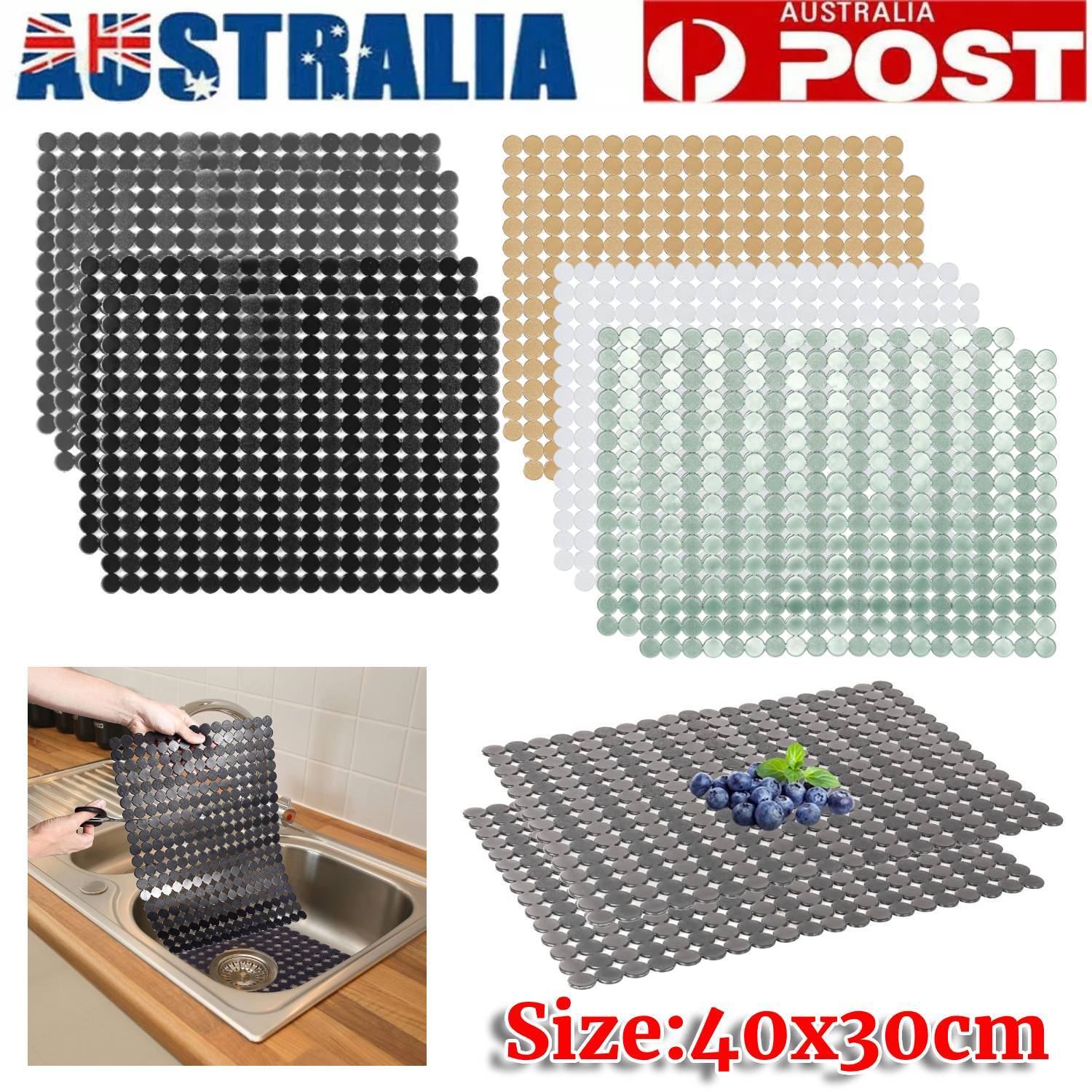2PCS Kitchen Sink Mat Black Size 40 30 Stainless Steel Ceramic Sinks Adjustable