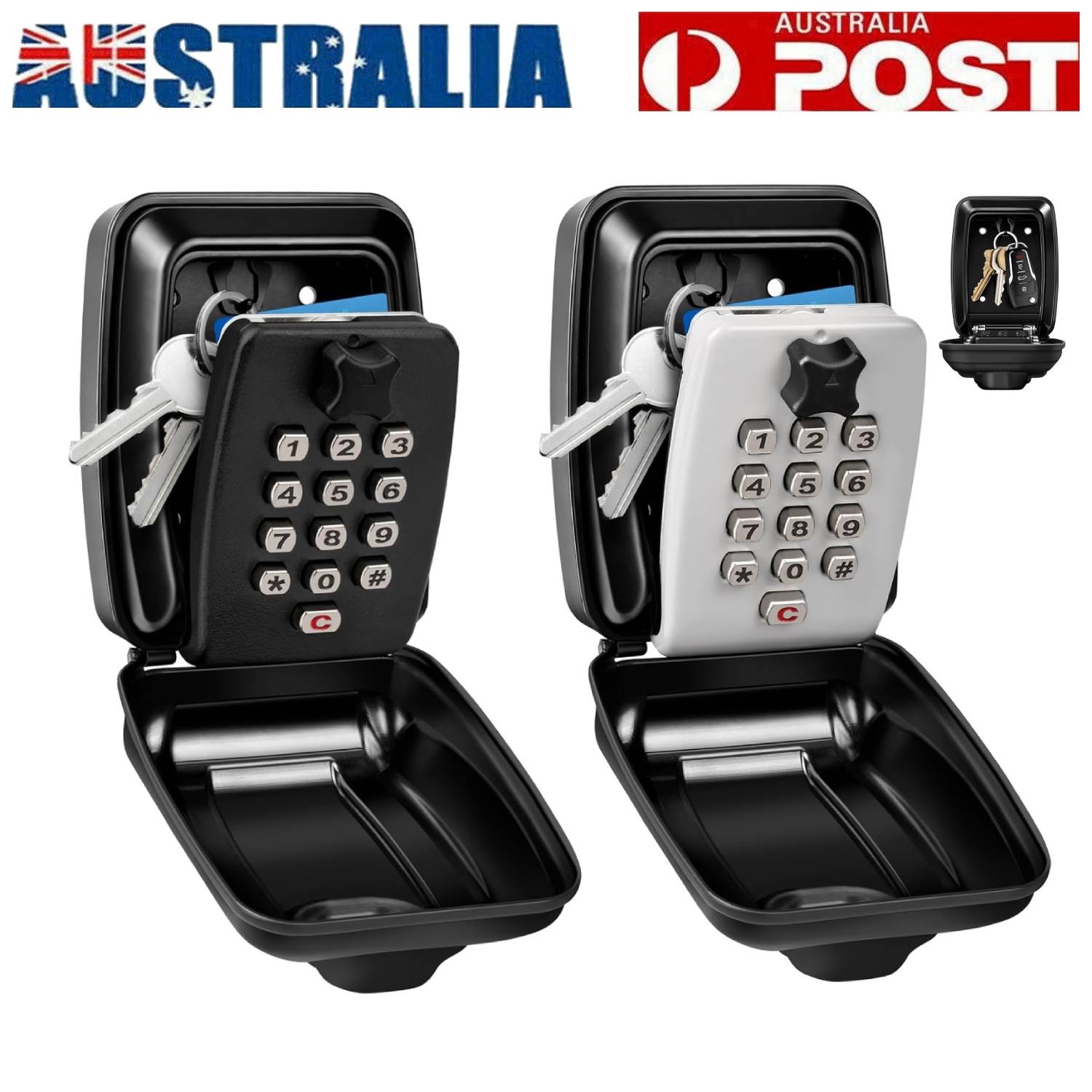 Key Safe 12-Digit Password Lock Wall Mounted Outdoor Black Aluminum Alloy Home