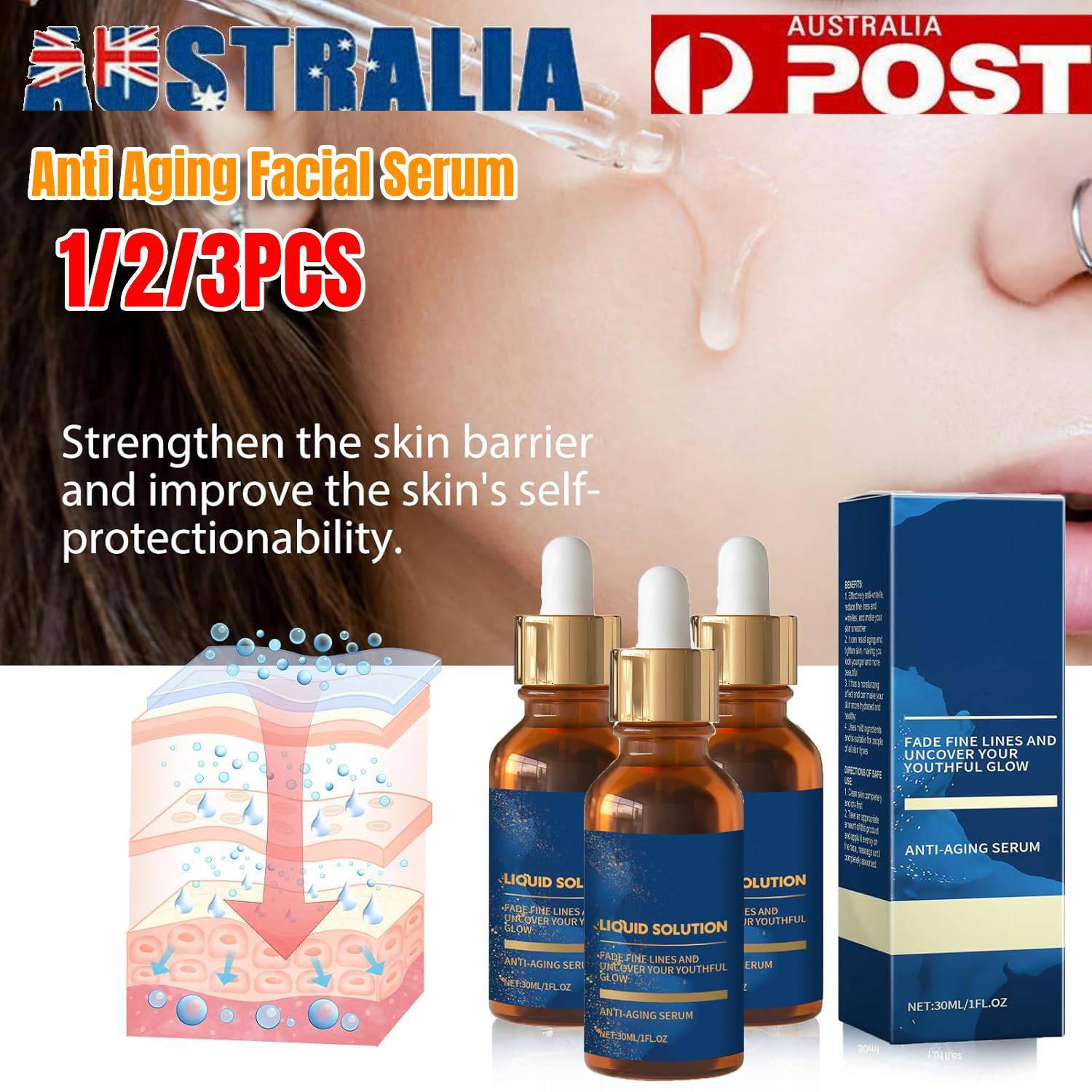 Olavita Facial Serum Anti Aging Retinol Hyaluronic Acid Tightening Collagen 30